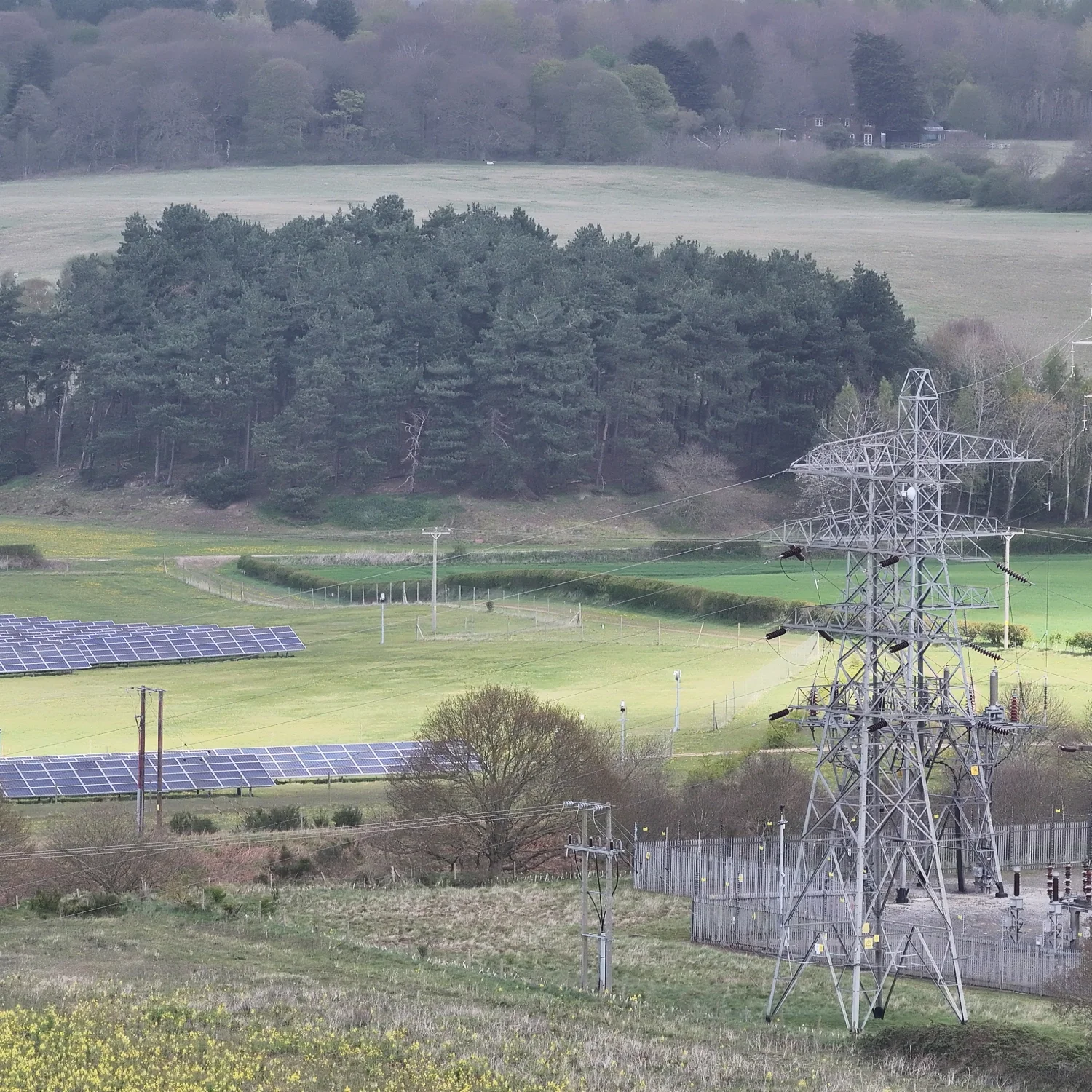 Drone inspection of power lines and solar arrays in Yorkshire by Speedee AerialWorks.