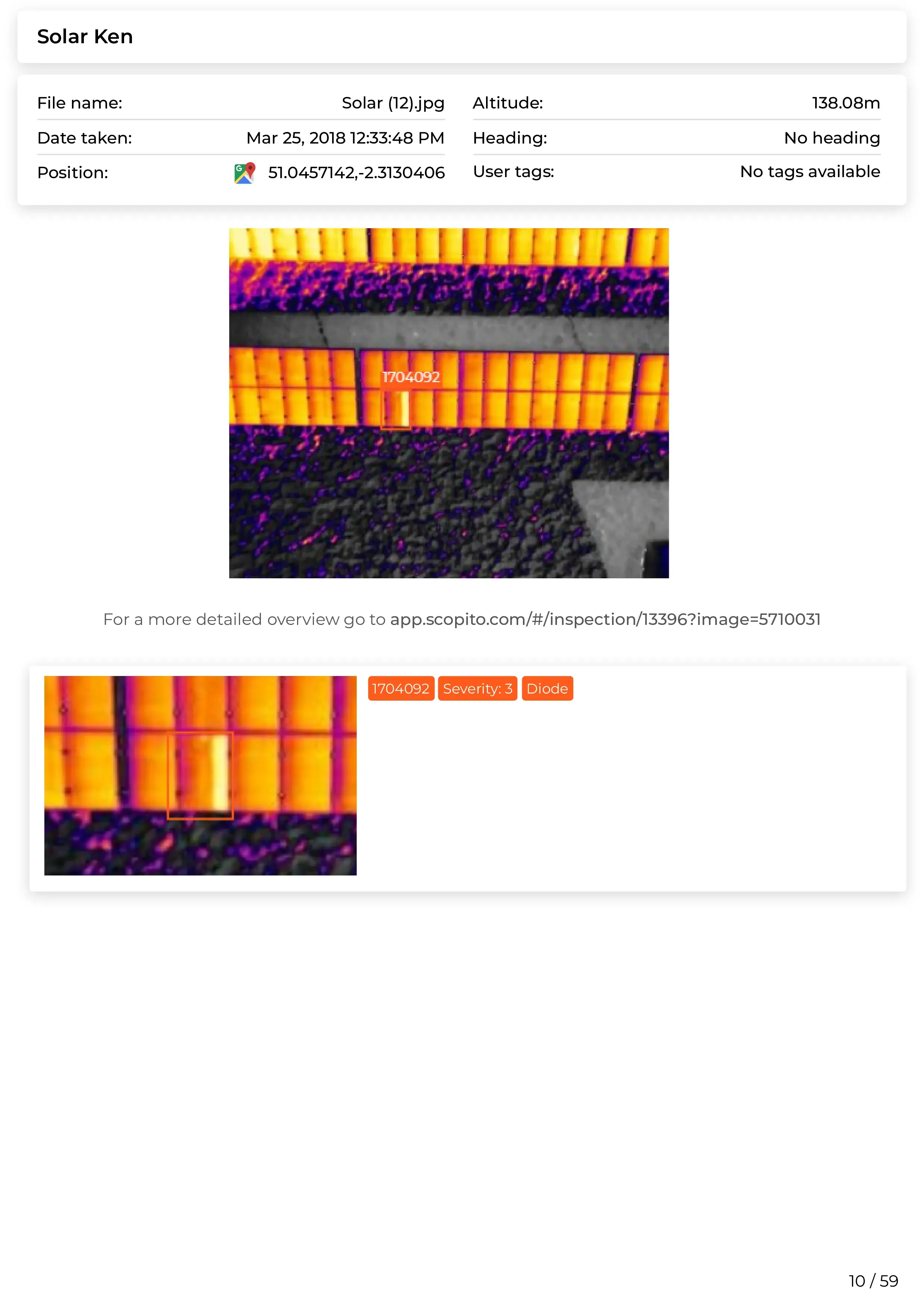 Scopito solar farm inspection severity chart defect classification Leeds