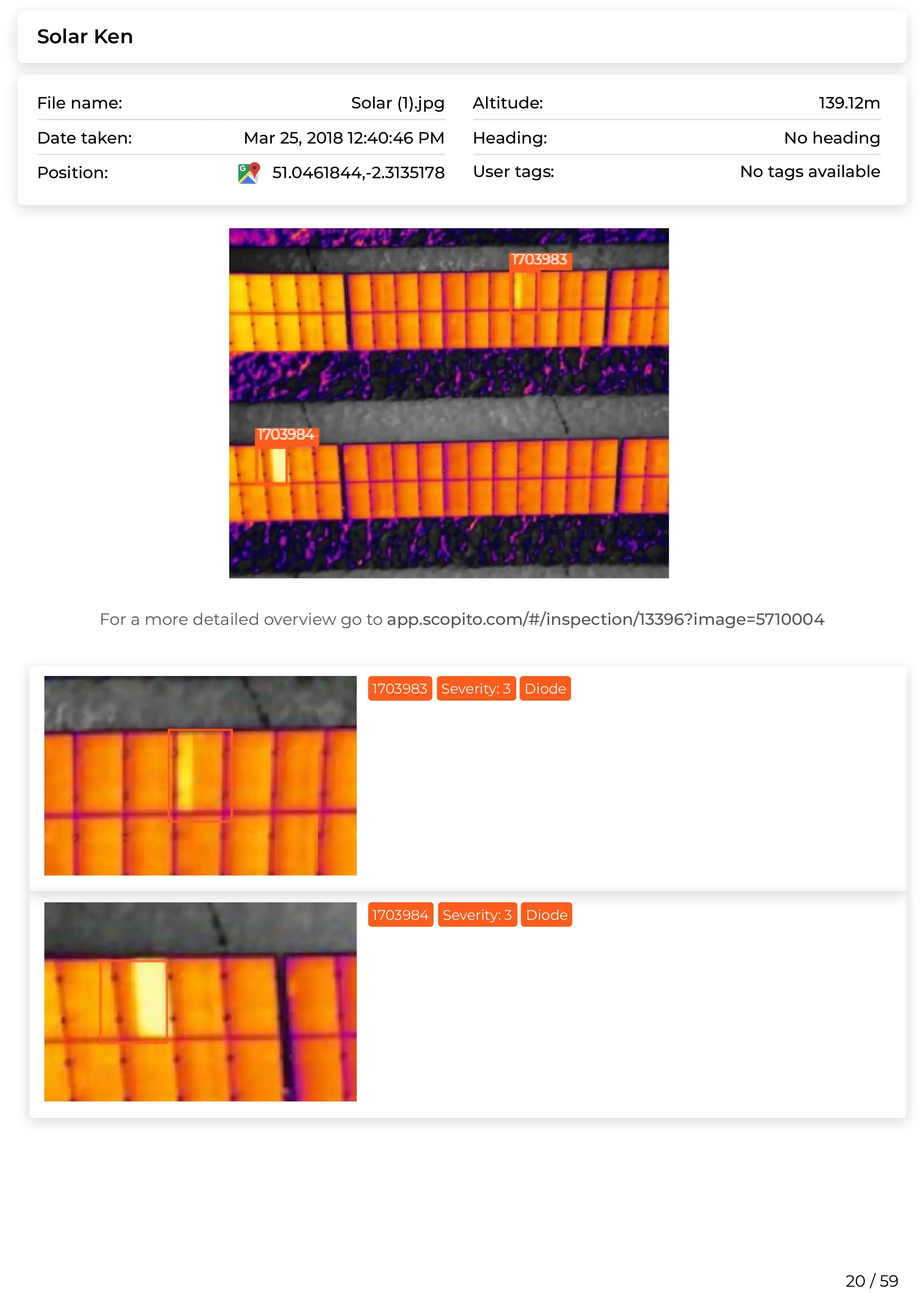 Scopito solar panel inspection report maintenance recommendations Bradford