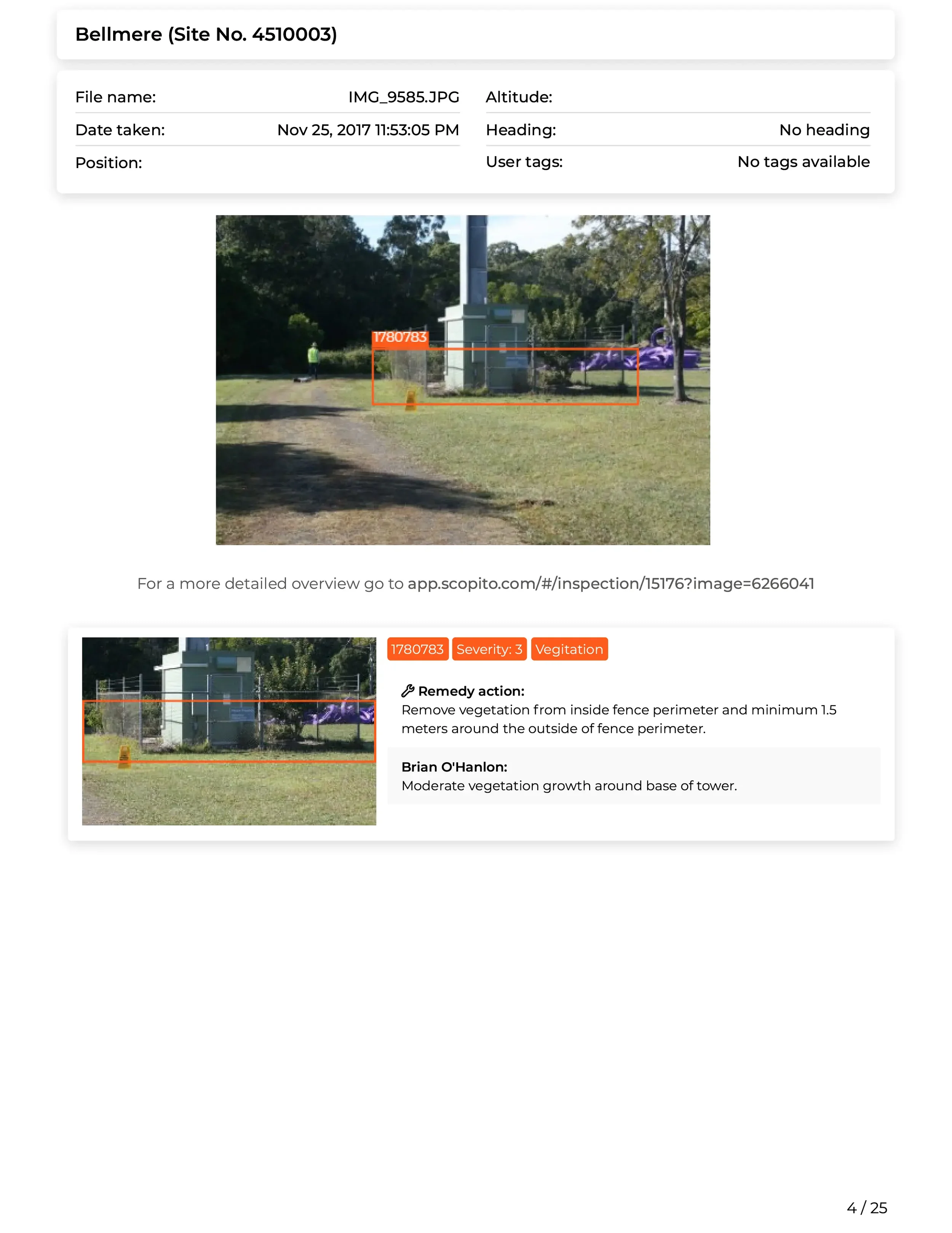 Scopito structural inspection findings severity chart West Yorkshire