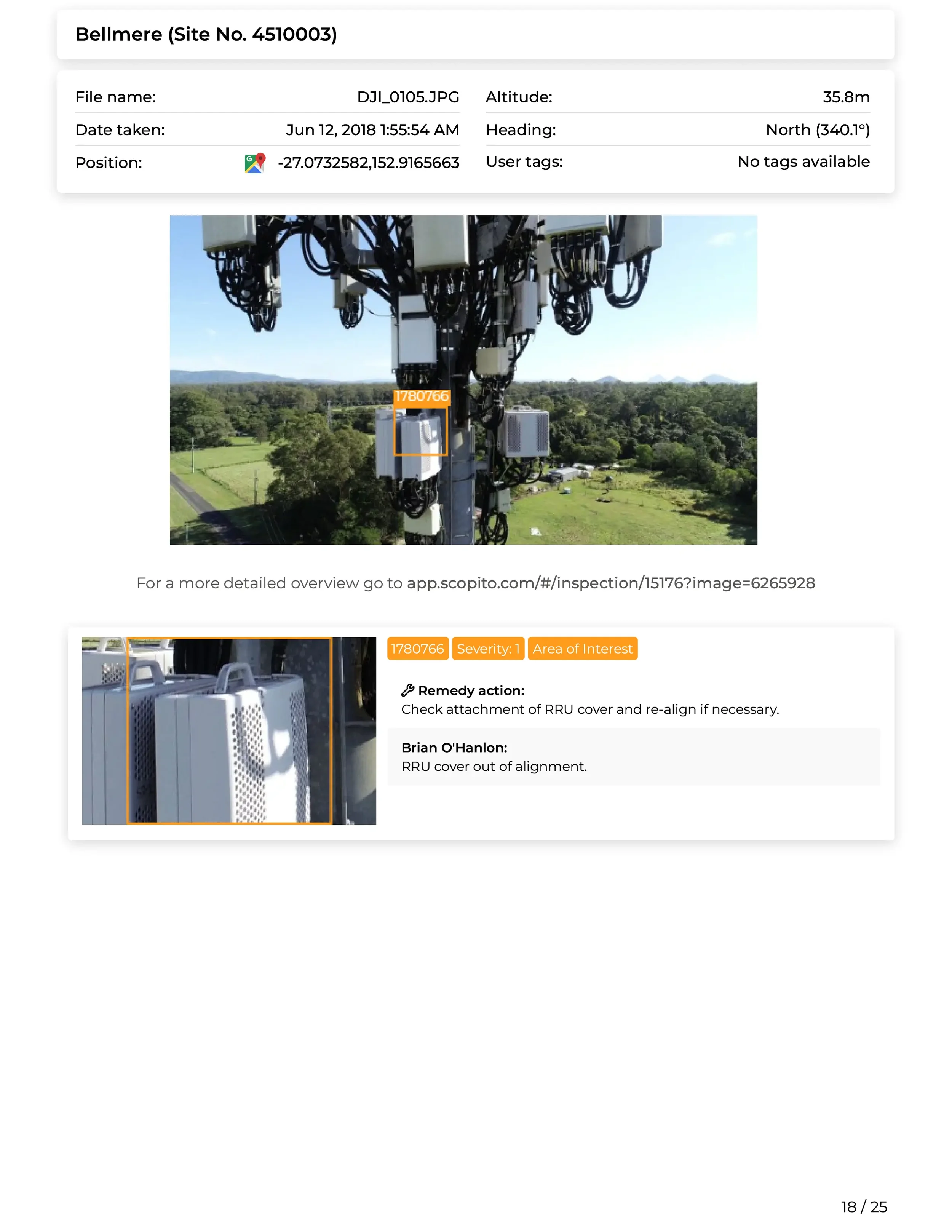 Scopito drone inspection report detailed findings overview Yorkshire
