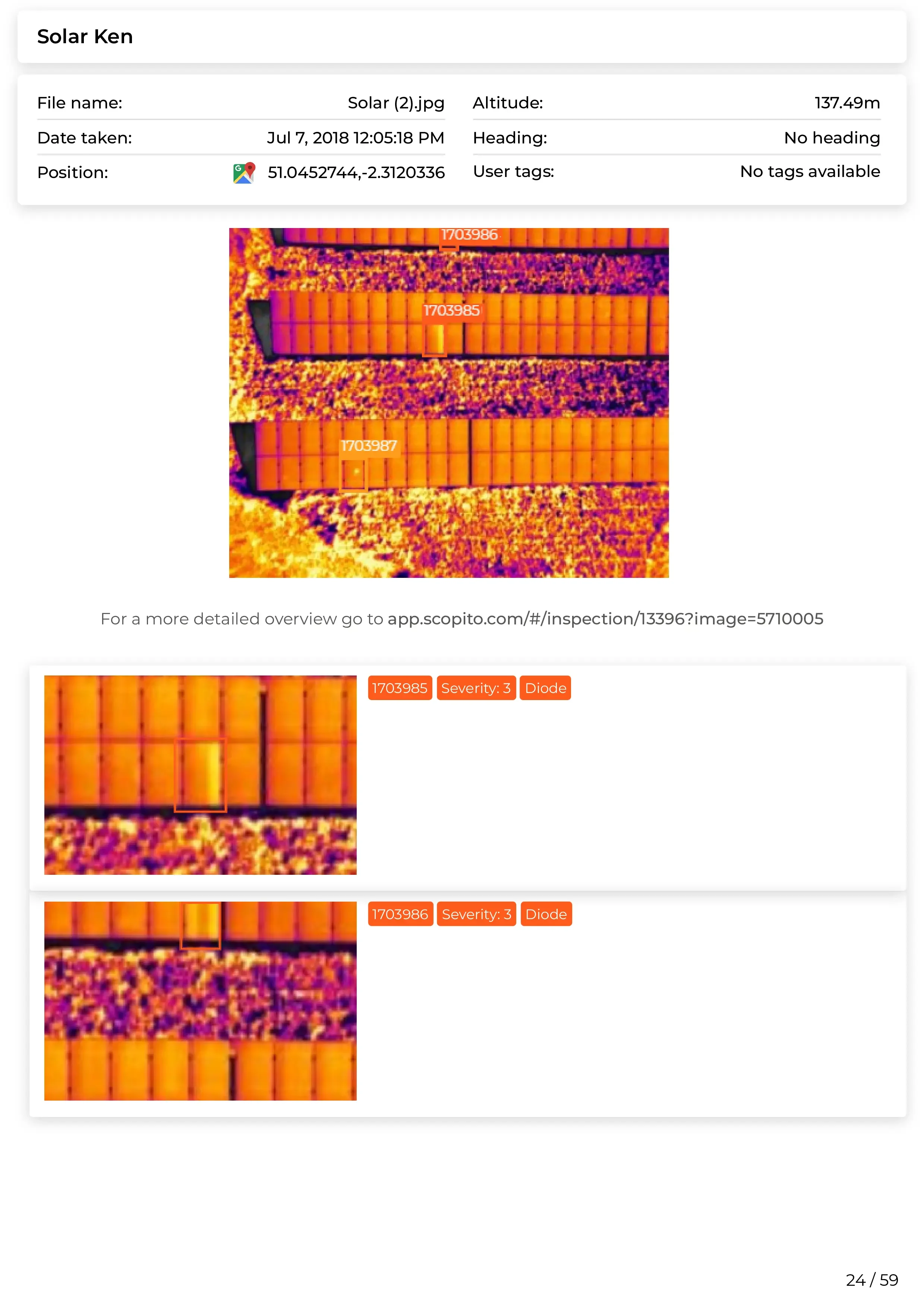 Scopito solar farm inspection report GPS aerial overview Bradford