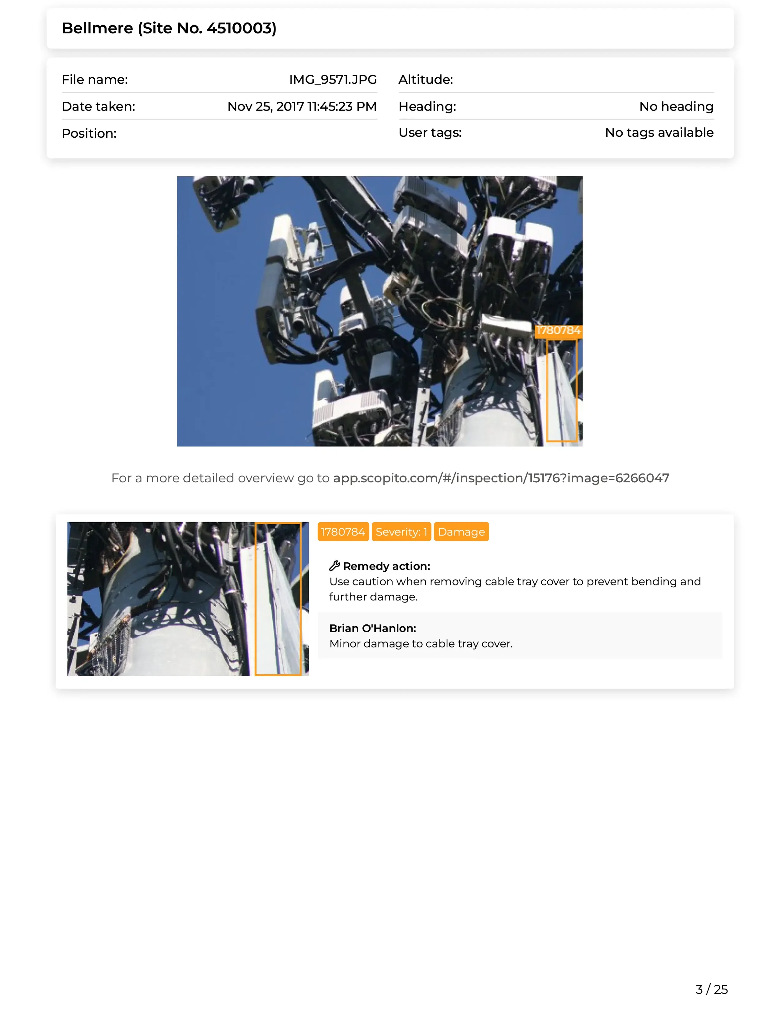 Drone inspection report cover page summary Bradford Yorkshire