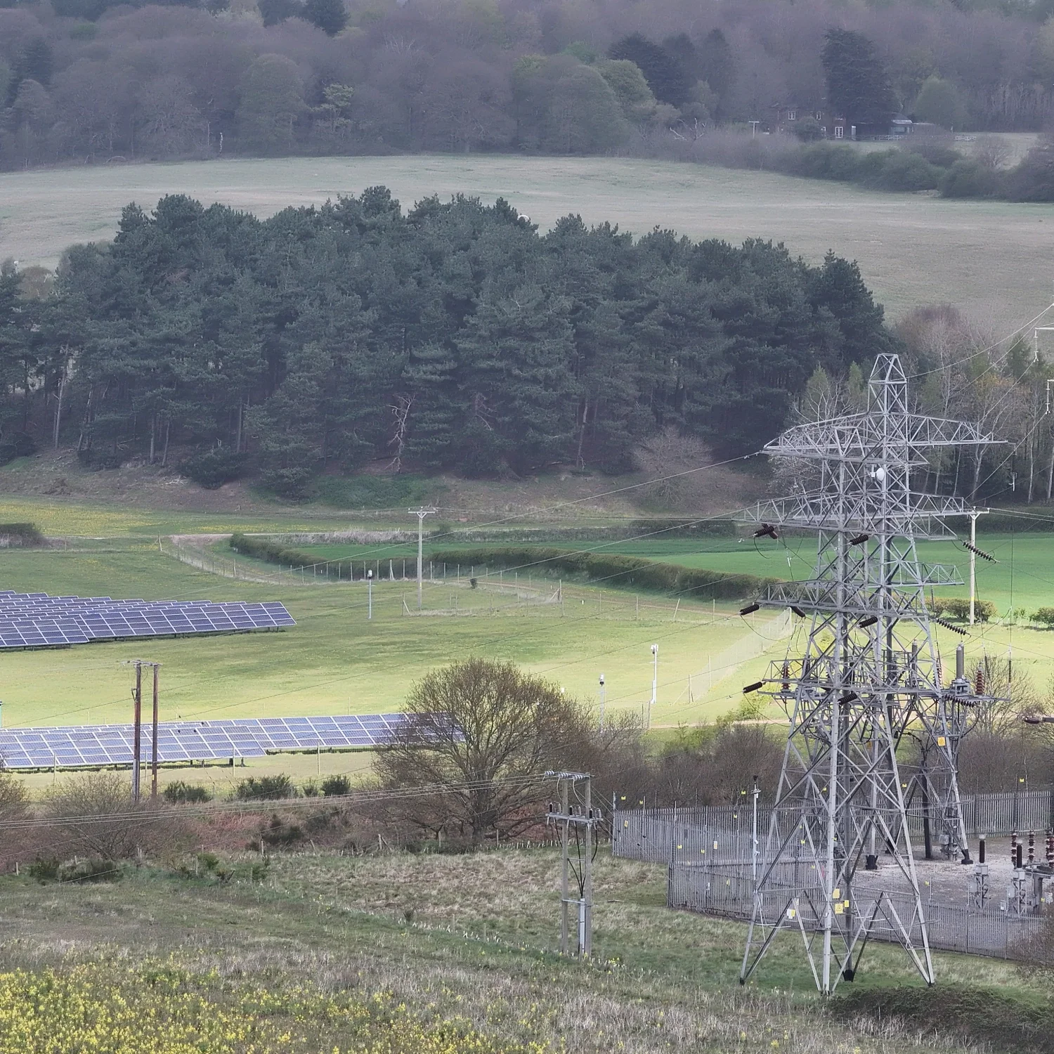 HV Pylon Line Inspection Drone aerial inspection high voltage pylon transmission line corridor Yorkshire