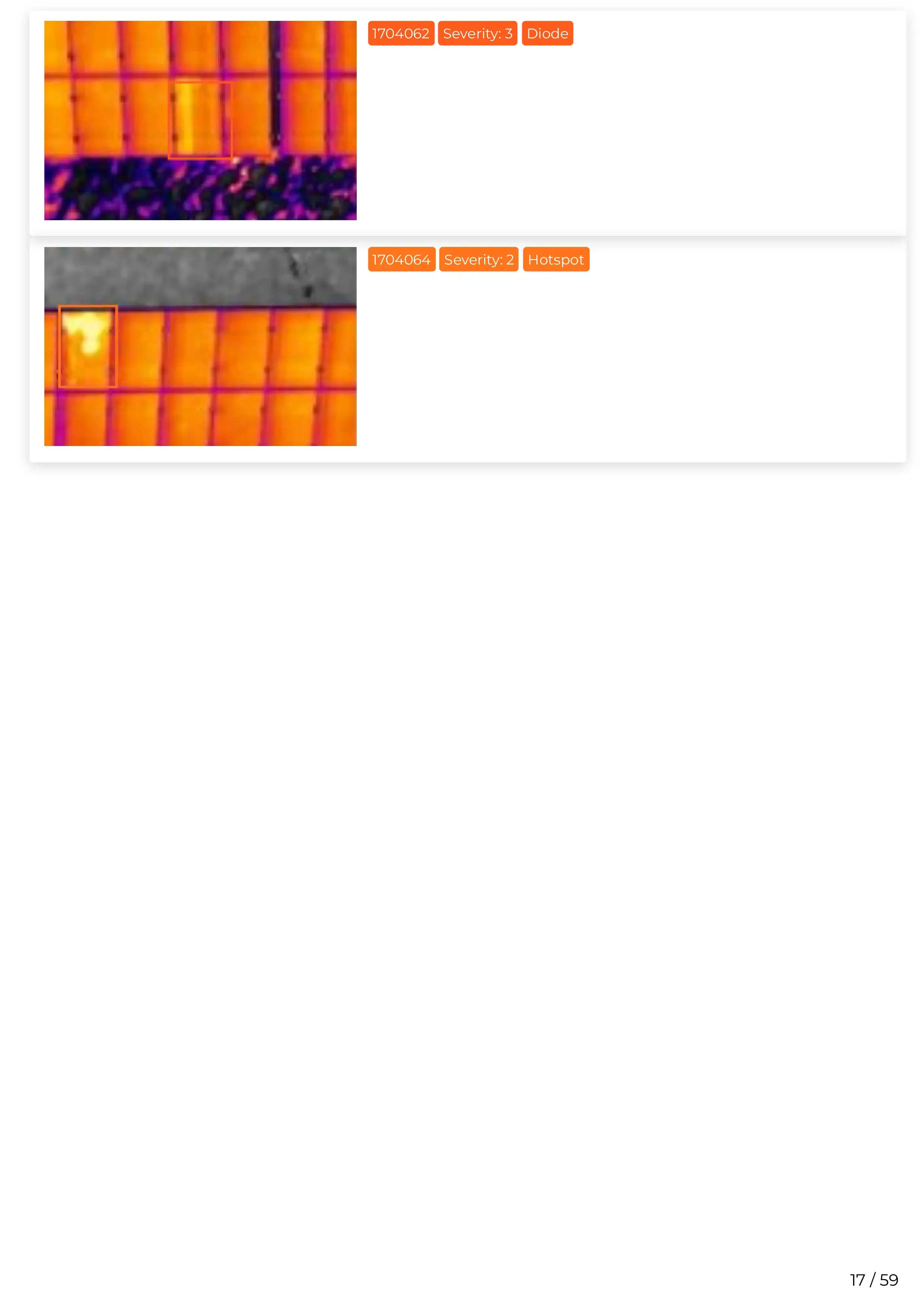 Scopito drone report annotated solar farm thermal hot spot Yorkshire