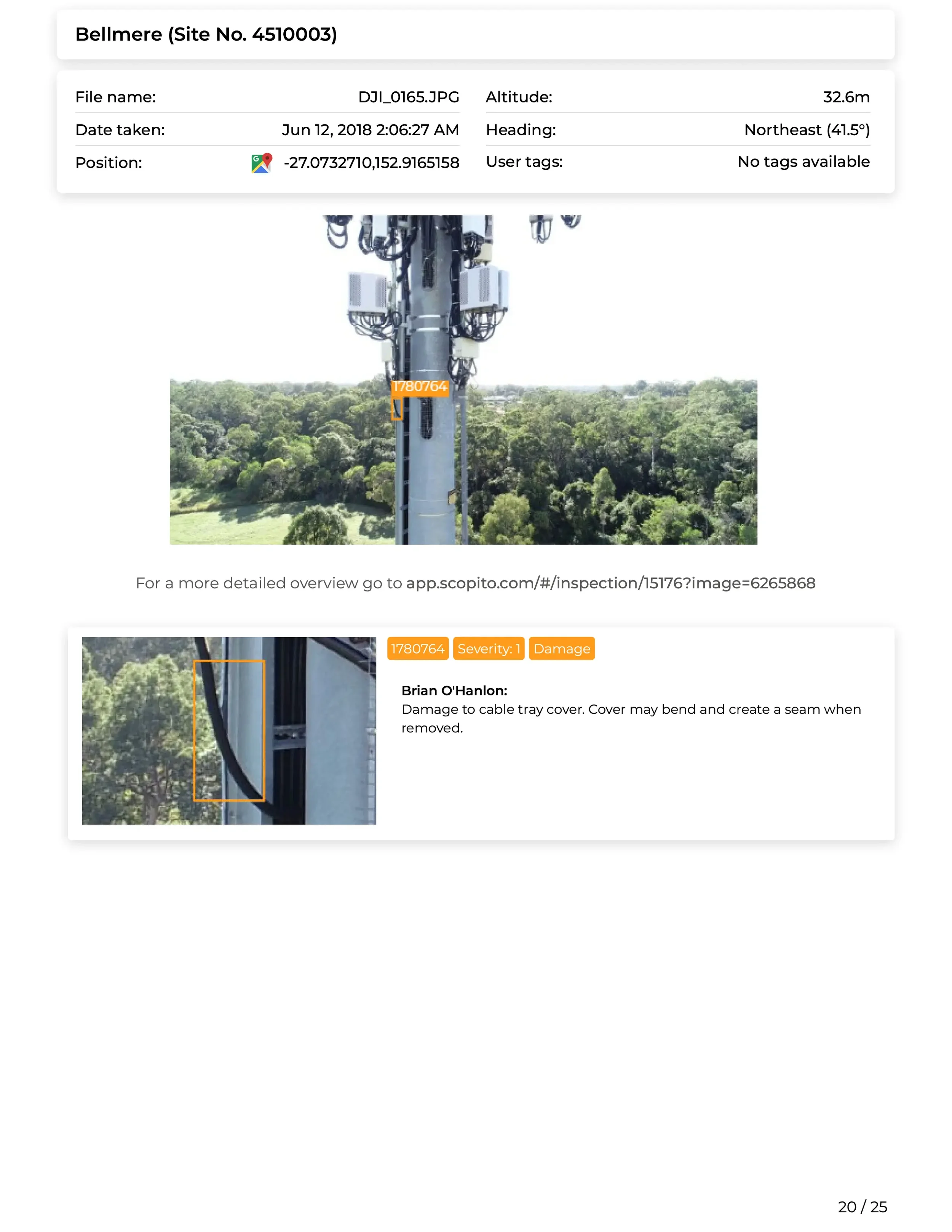 Drone report GPS pinpoint location inspection West Yorkshire