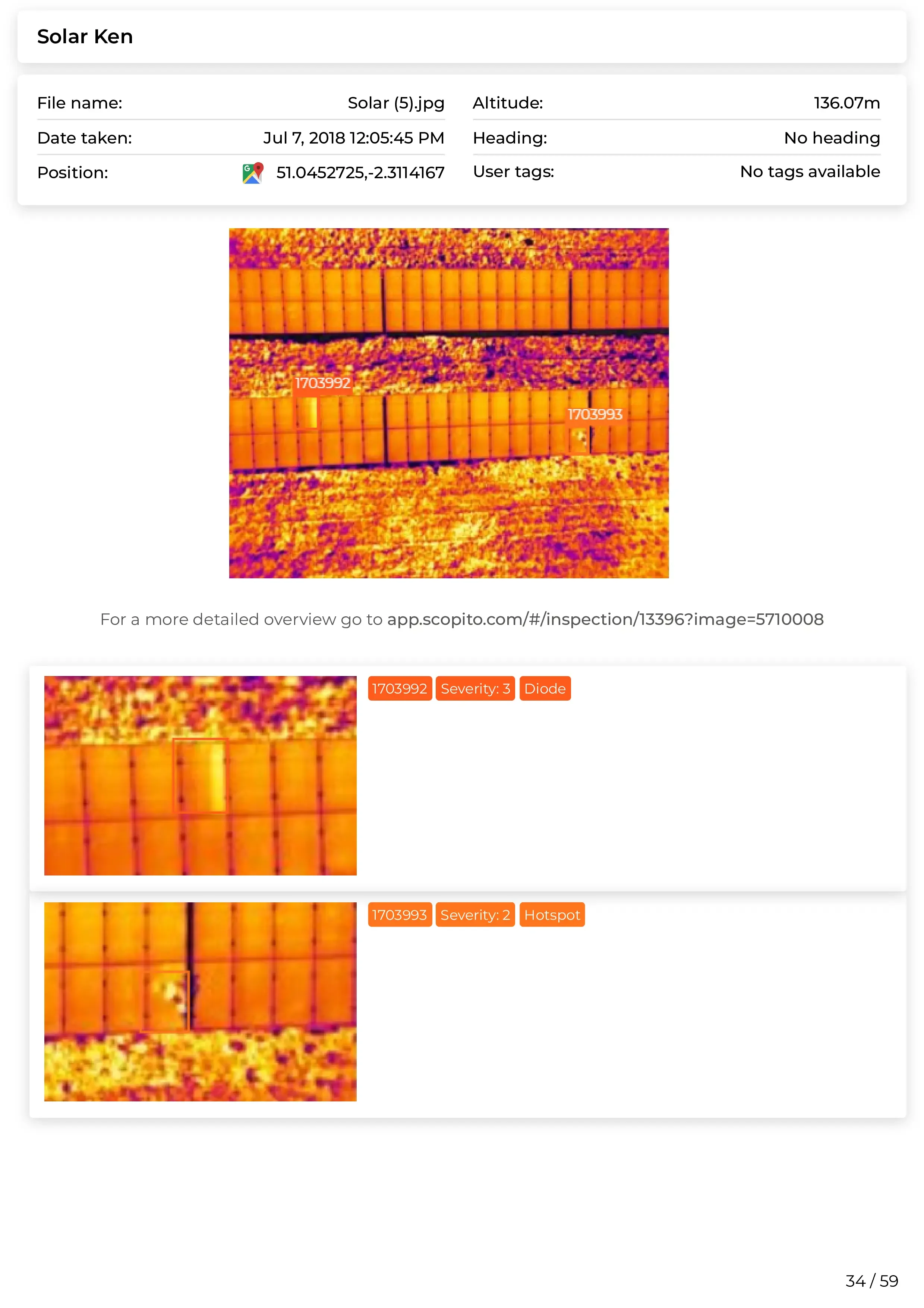 Scopito drone report solar farm damage assessment West Yorkshire