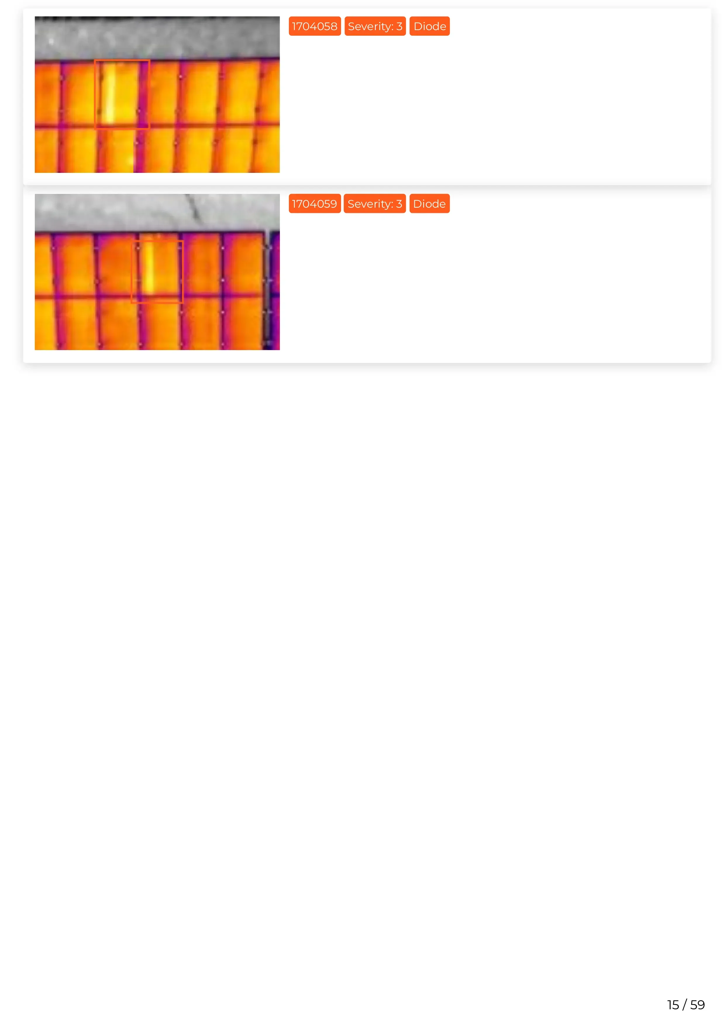 Scopito drone report solar panel temperature anomaly classification Bradford