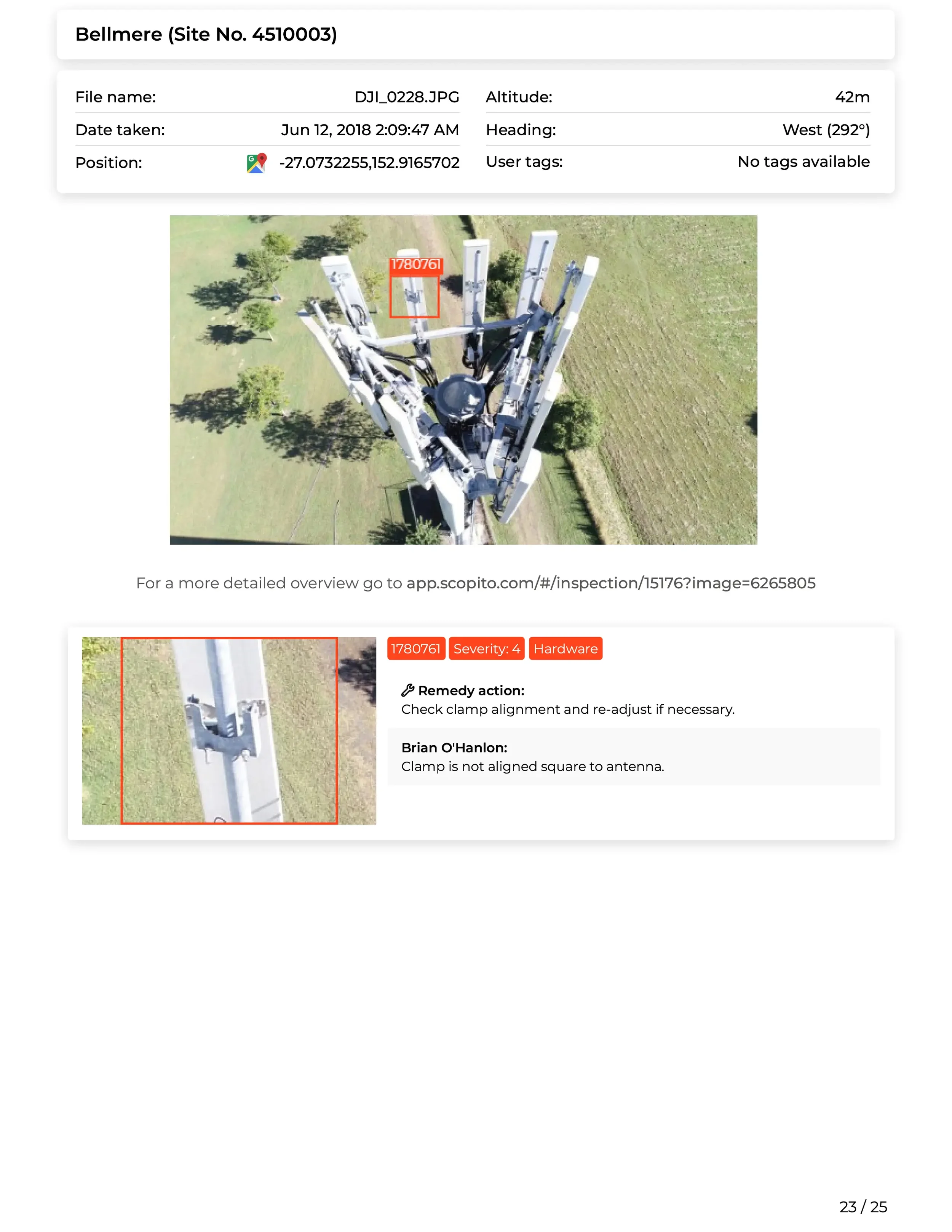 Structural inspection annotated bolt corrosion detail Bradford