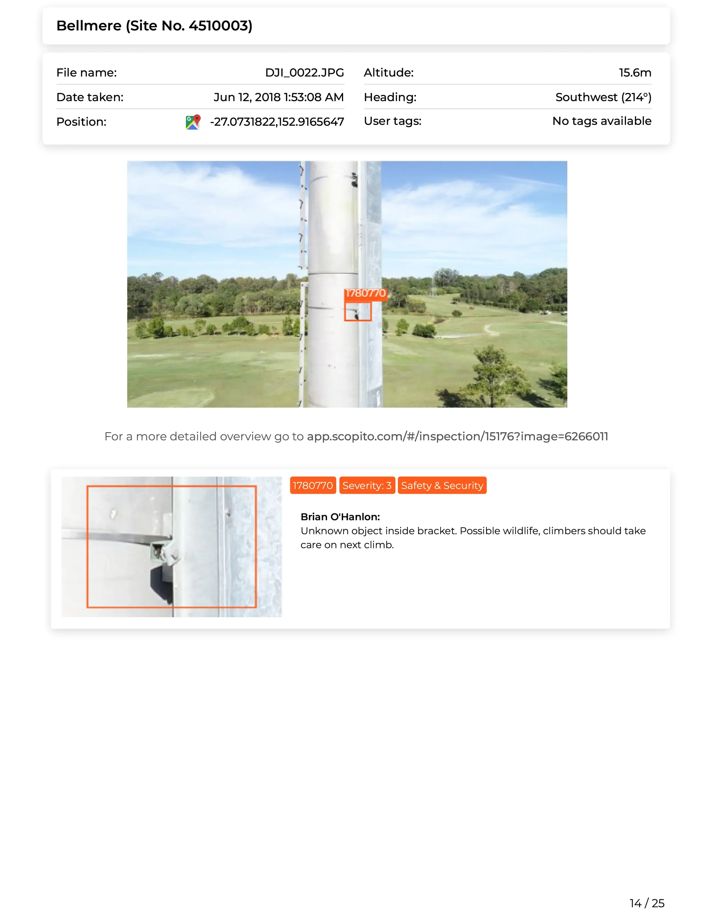 Scopito GPS mapped inspection overview structural survey Yorkshire