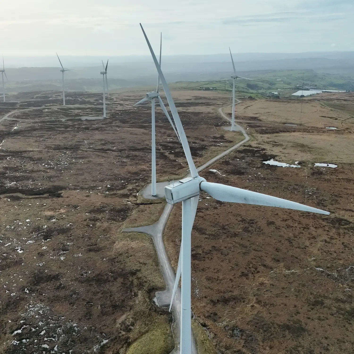 Drone 112x zoom wind turbine blade inspection West Yorkshire