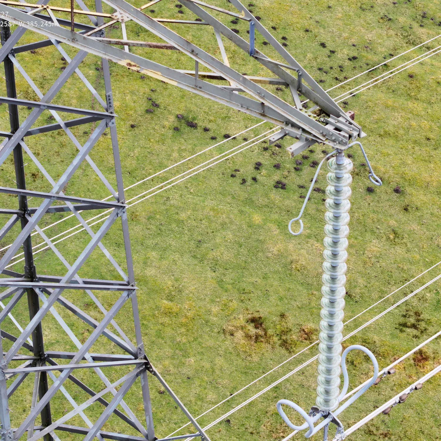 Drone 48MP close-up power line inspection rust detection Yorkshire