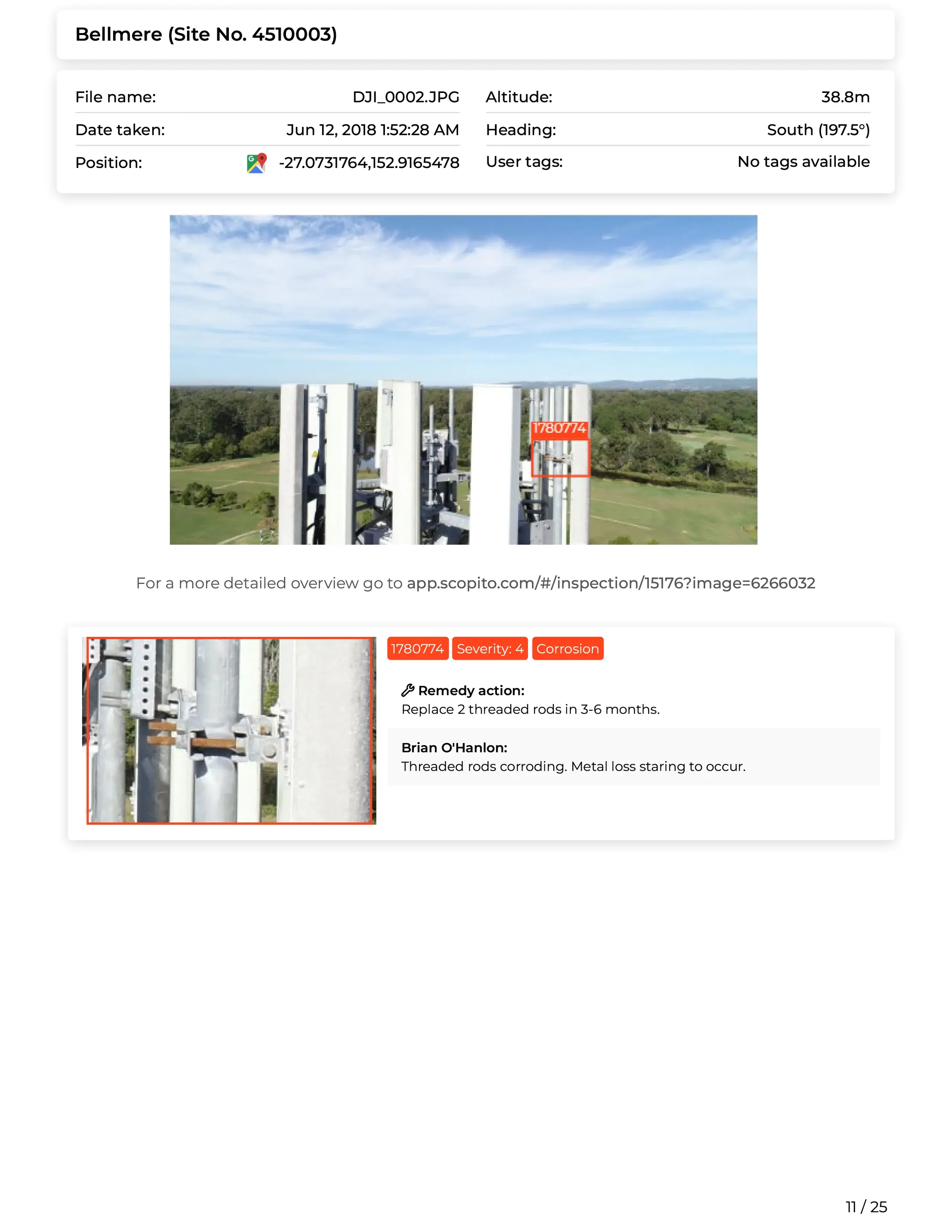 Scopito drone report image gallery page inspection Yorkshire