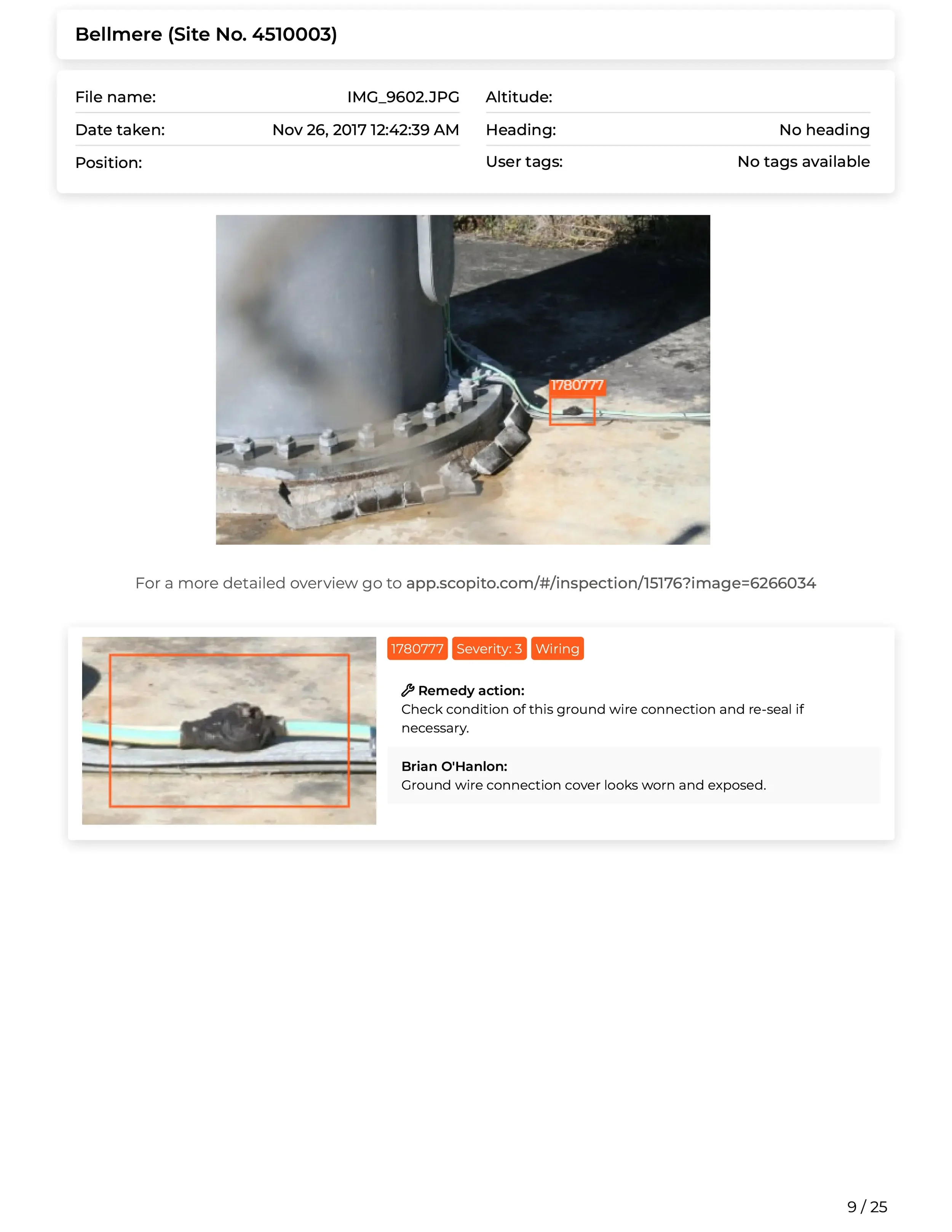 Scopito drone inspection report thermal analysis findings Yorkshire