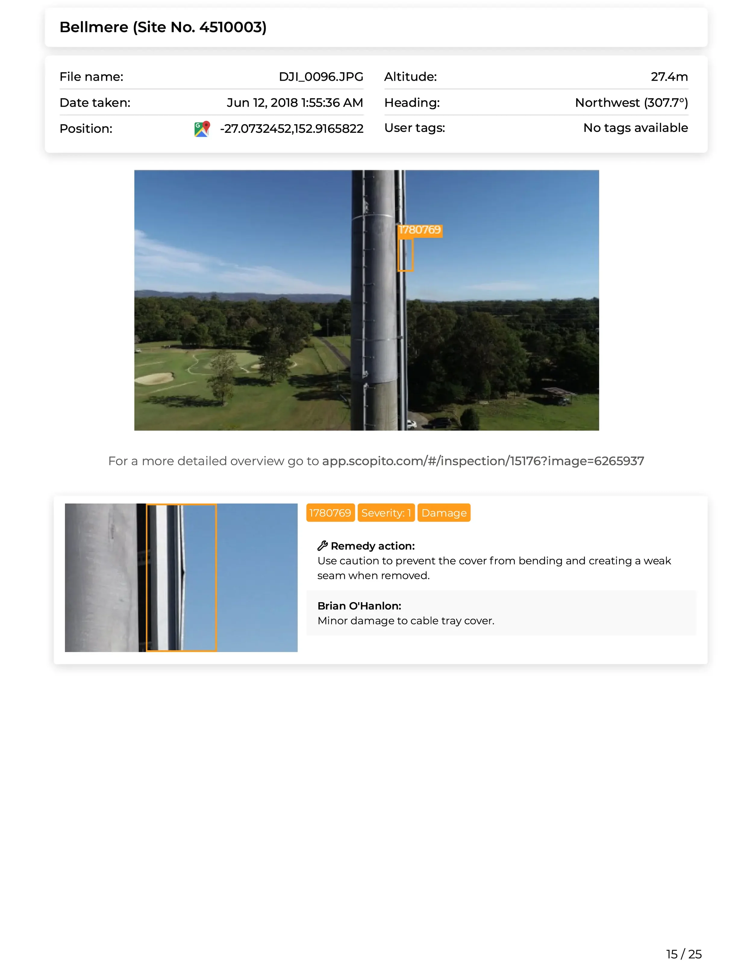Scopito drone report recommendations page Bradford Yorkshire