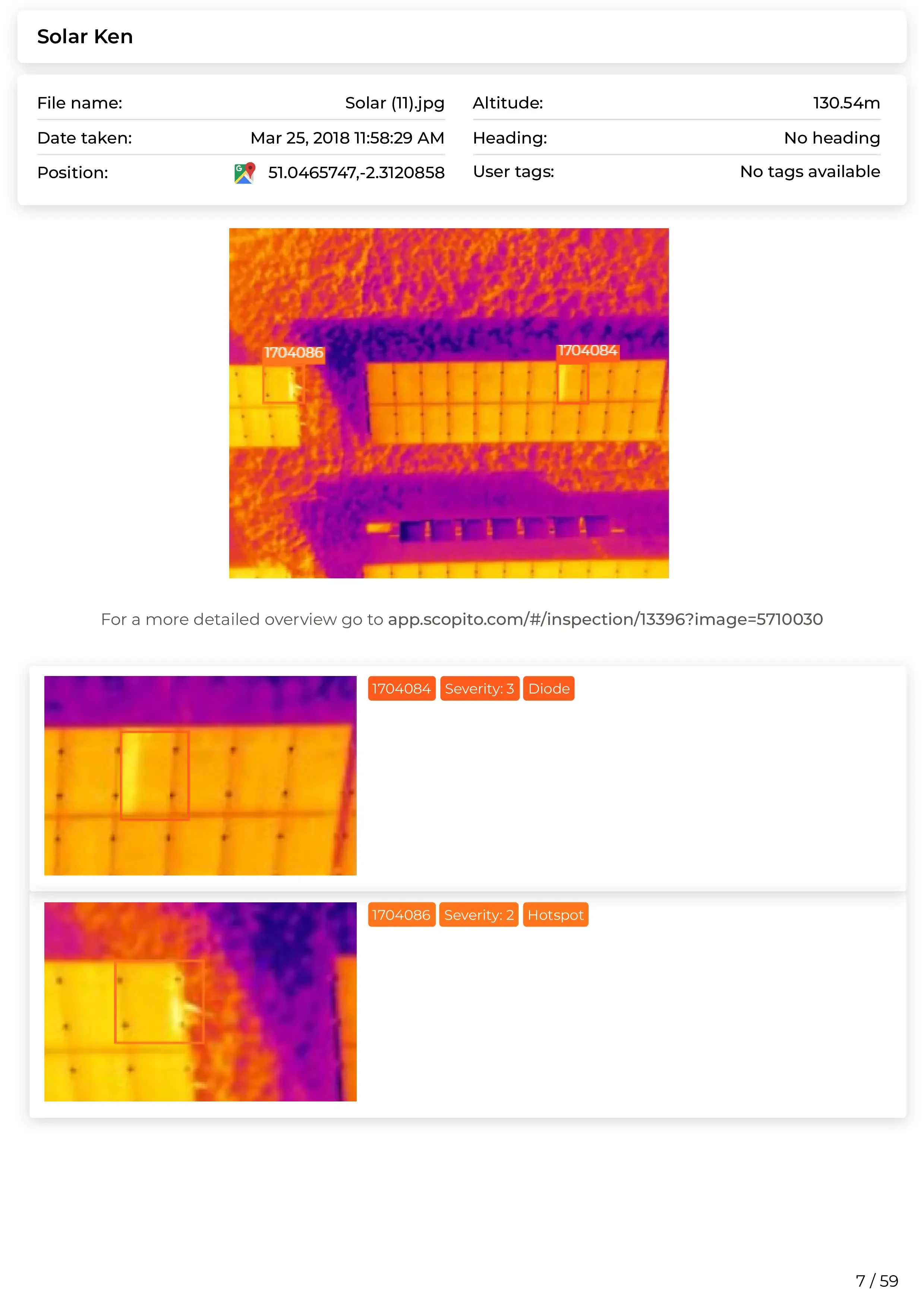 Scopito solar farm drone inspection report GPS map overview Yorkshire