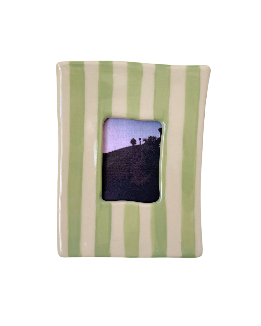Artichoke Green Striped Photo Frame
