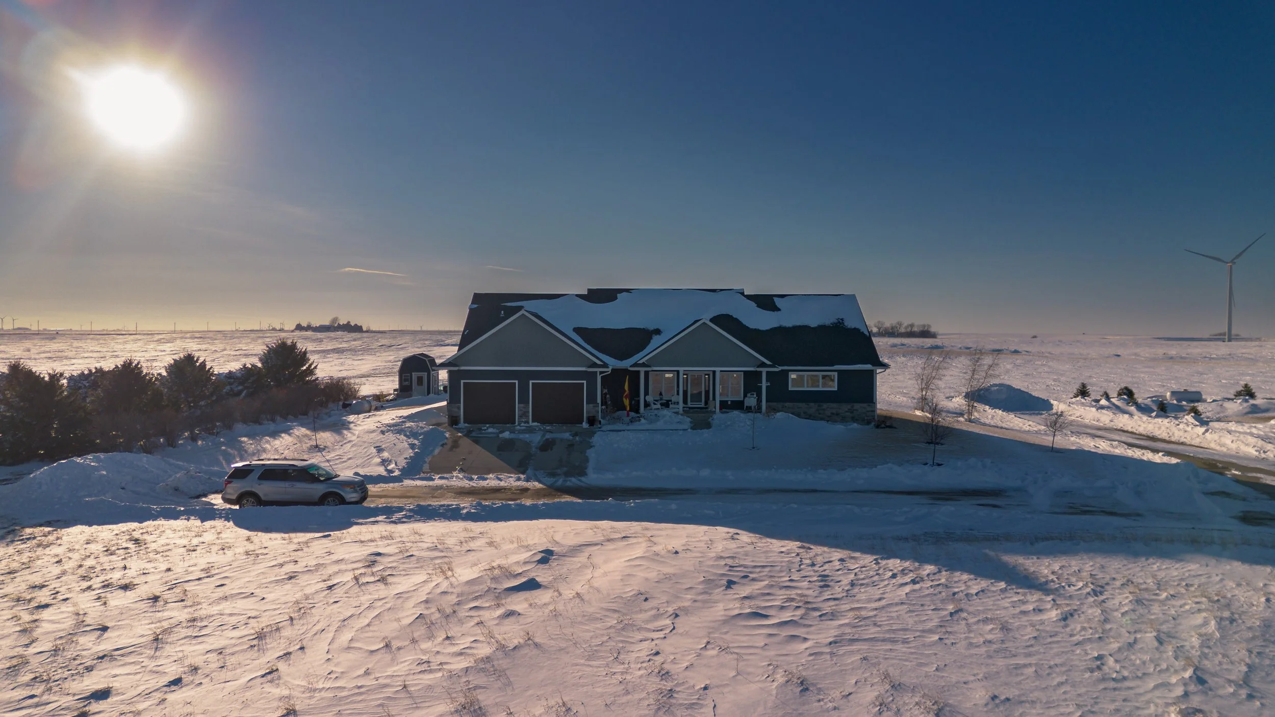 Professional real estate photography showcasing a modern home exterior in Ames Iowa