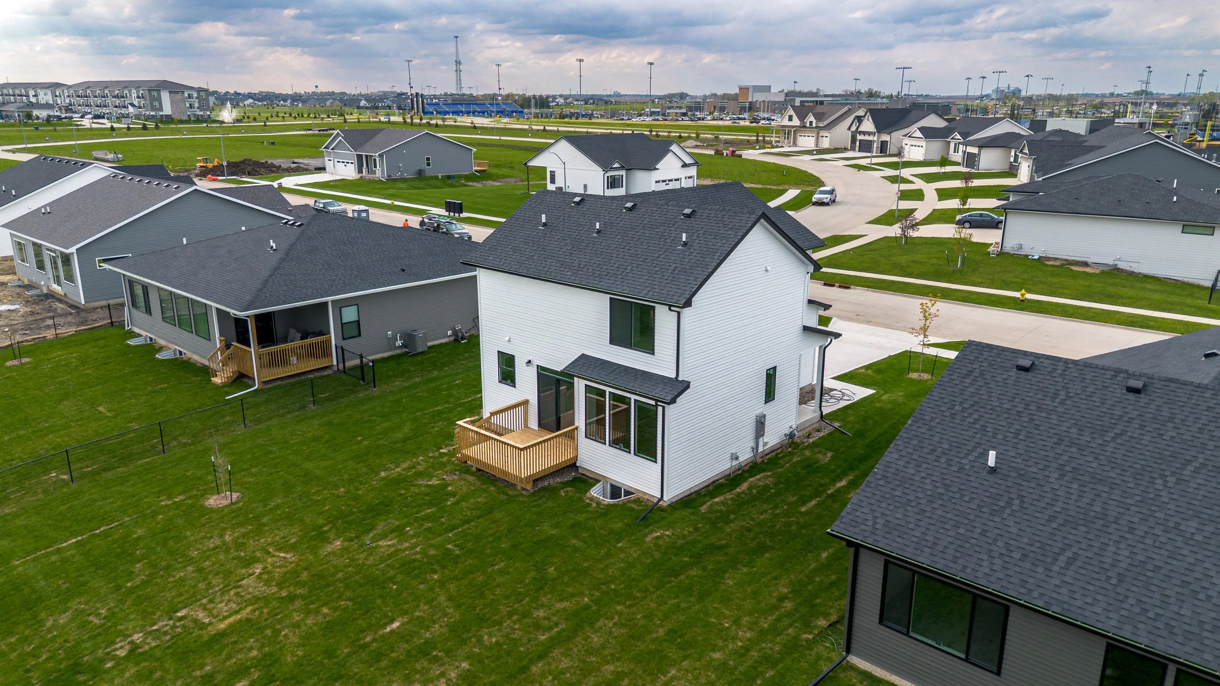 Elevated View of New Home in Central Iowa