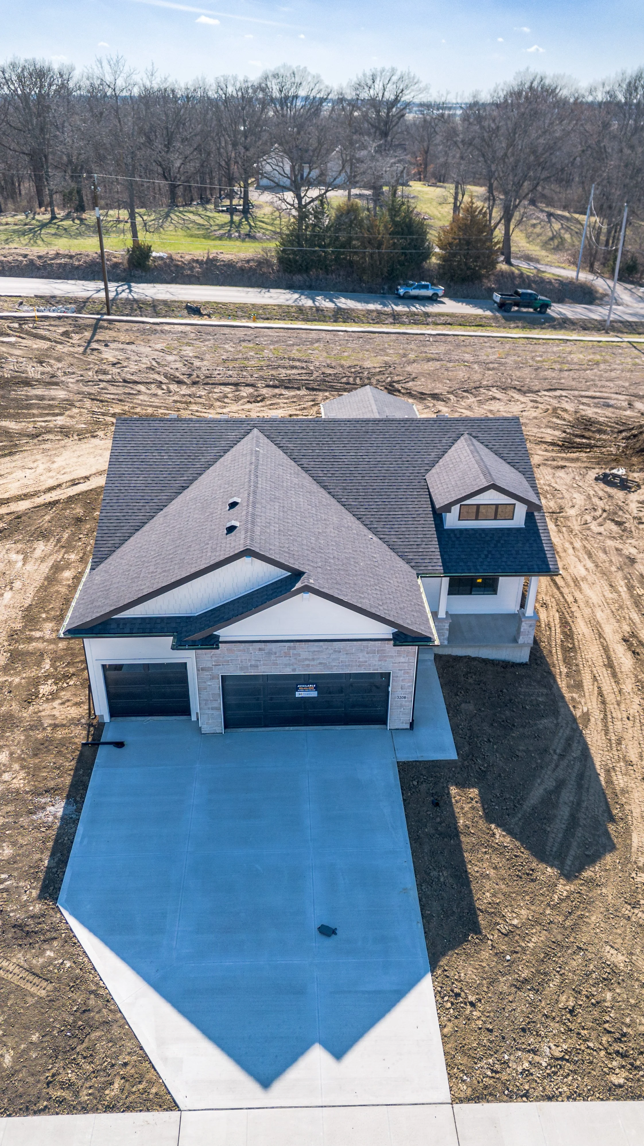 Aerial drone shot of residential property in Ankeny, Iowa - Real Estate Photography