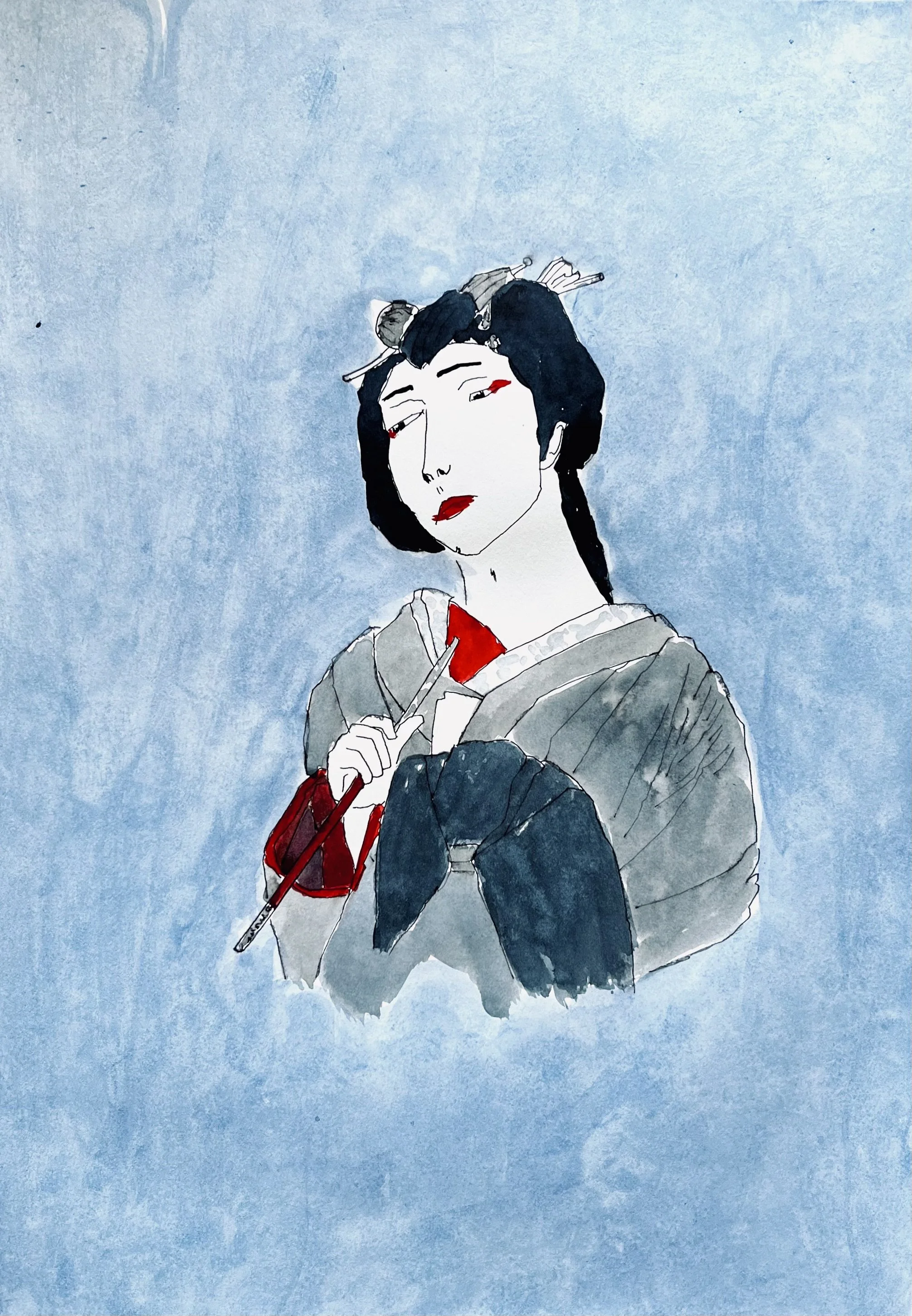 Le maitre de Kabuki de Lee Sang-Il (2025) feutre, encre, aquarelle (29,7X42)2026