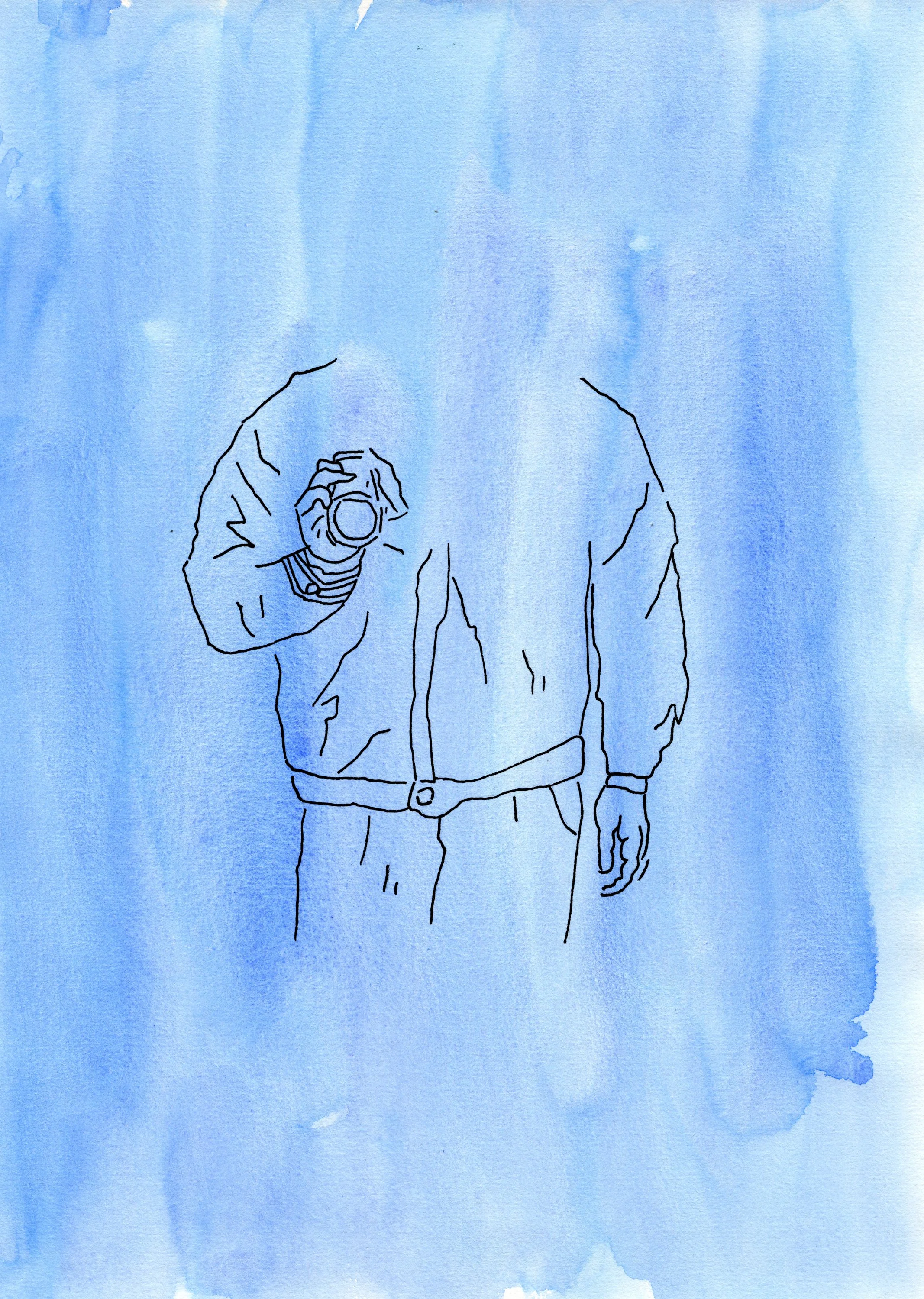 Only the river flows -aquarelle, feutre (21X29,7) 2024