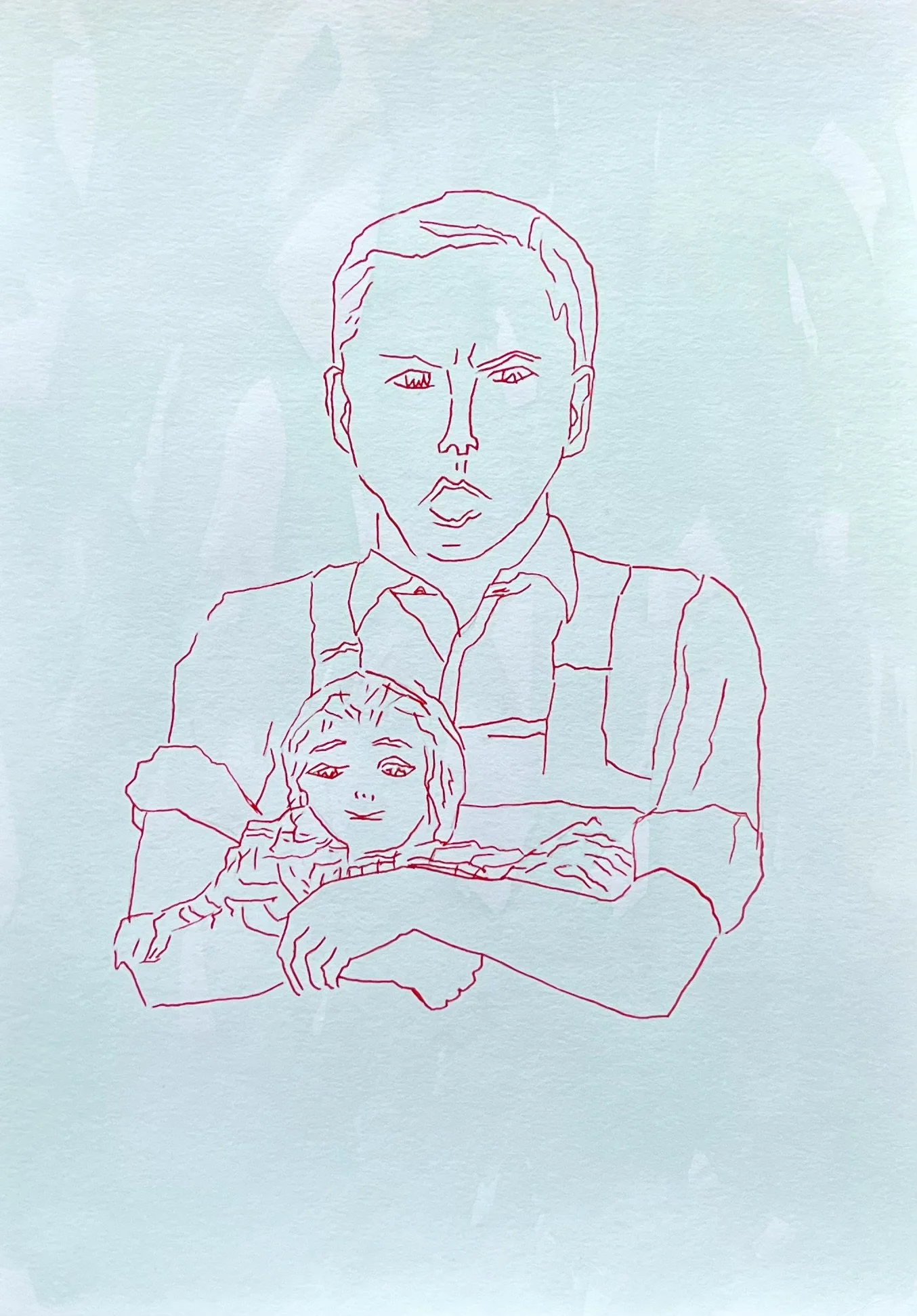 Billy Chapin -The night of the hunter (1955)- aquarelle, feutre 2025 (21X29,7-papier 250g) 2025