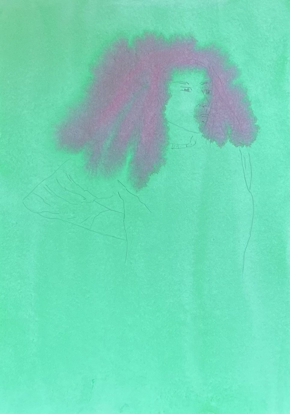 Pensive- aquarelle, crayon graphite (14,8X21 papier 250g) 2026