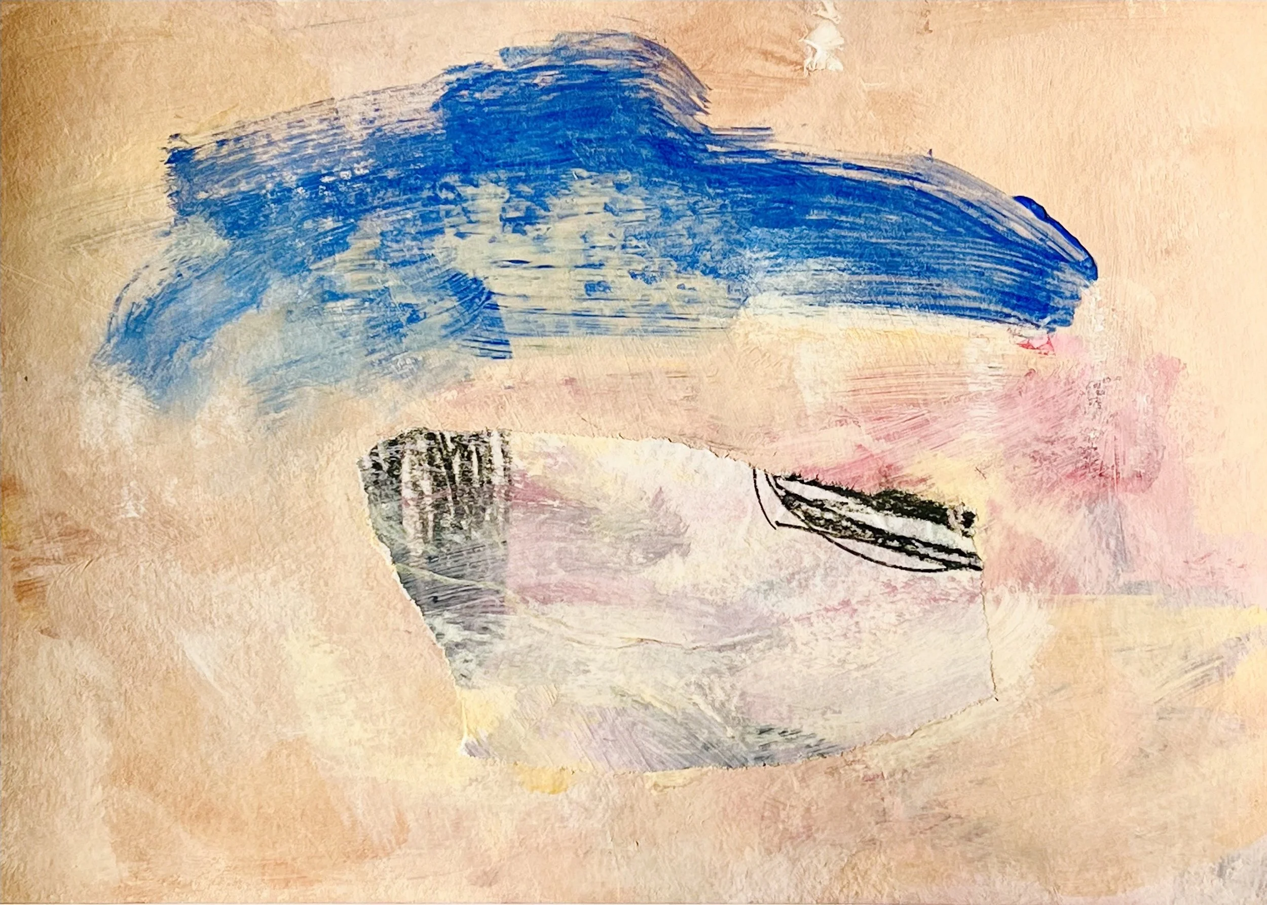 A-028 acrylique, fusain, collage (14,8X21) 2025