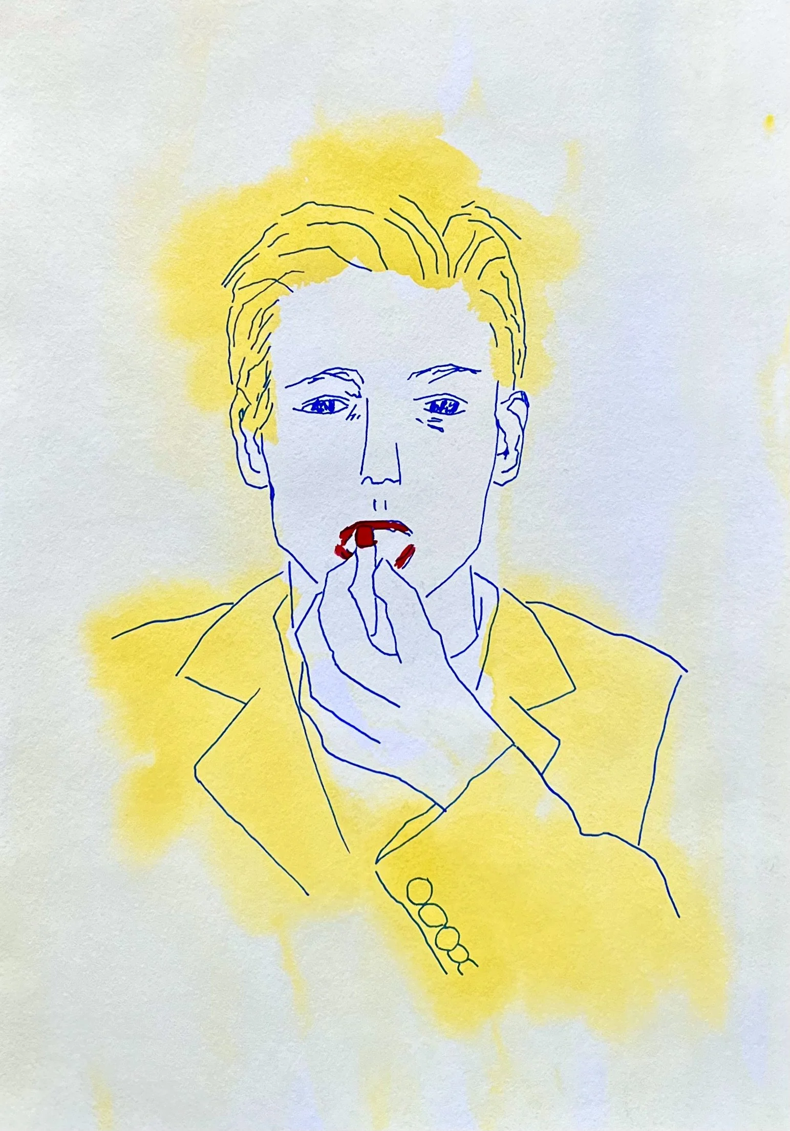 Tilda Swinton dans La chambre d'à côté- pedro Almodovar(2024) Aquarelle, feutre (21X29,7 papier 250g) 2025