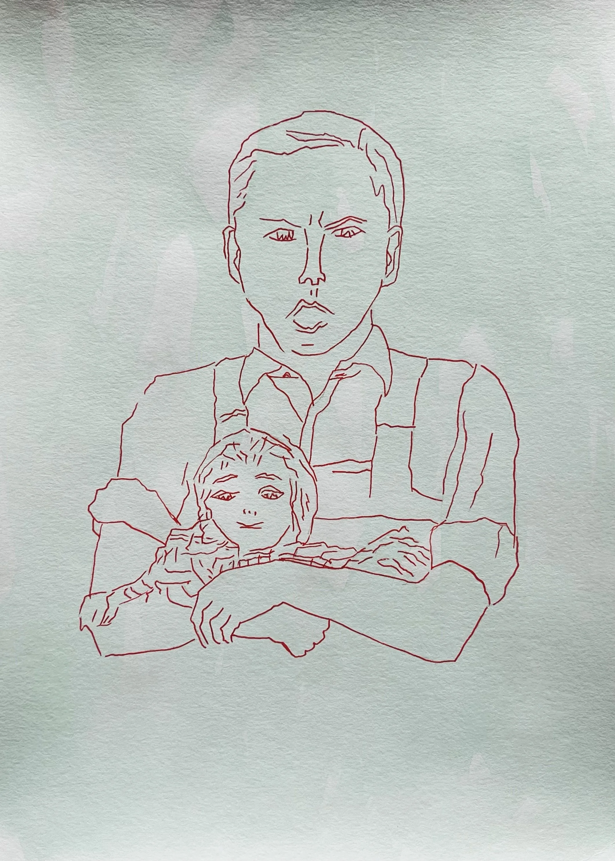 The night of the hunter(La nuit du chasseur) -aquarelle, feutre (21X29,7) 2025