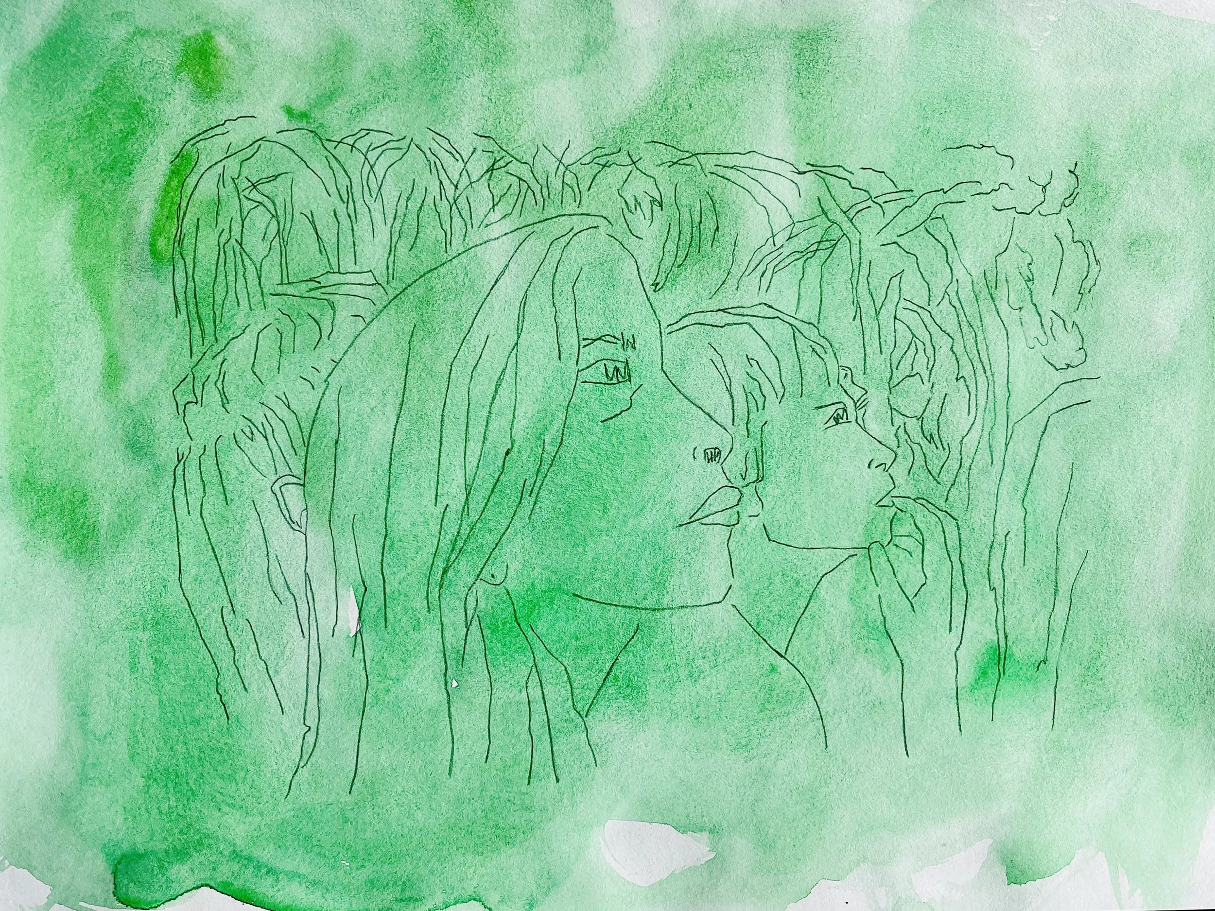 La fleur de buriti -aquarelle, crayon graphite (29,7X42) 2025