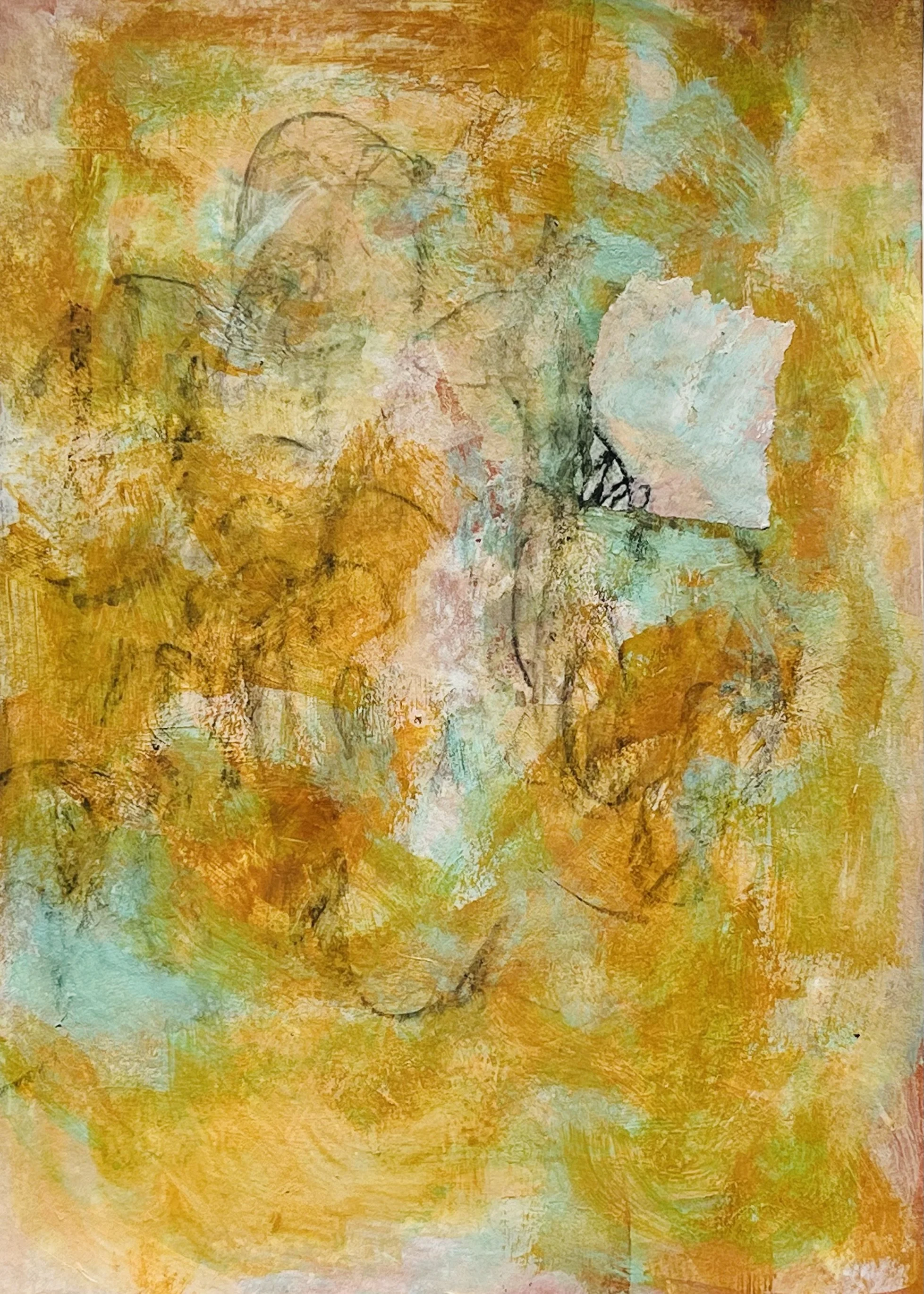 A-023 acrylique, crayon aquarelle, collage (14,8X21) 2025