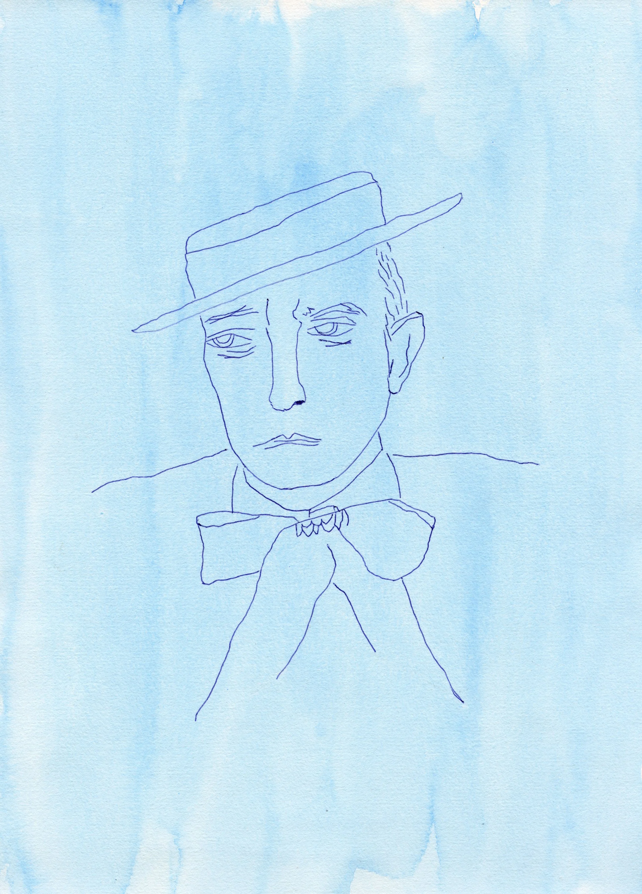 Buster Keaton -aquarelle, stylo bille (21X29,7) 2025