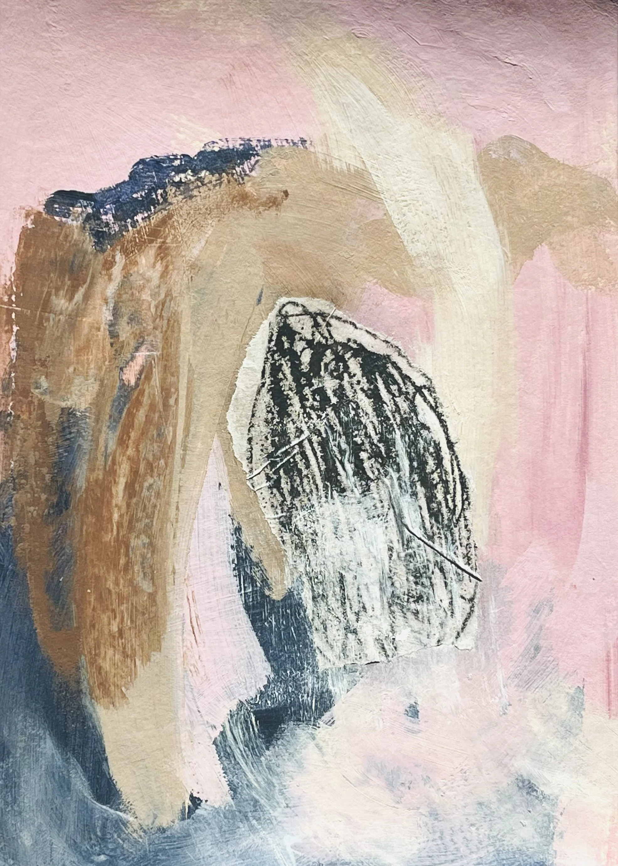 A-022 acrylique, fusain, collage (14,8X21) 2025