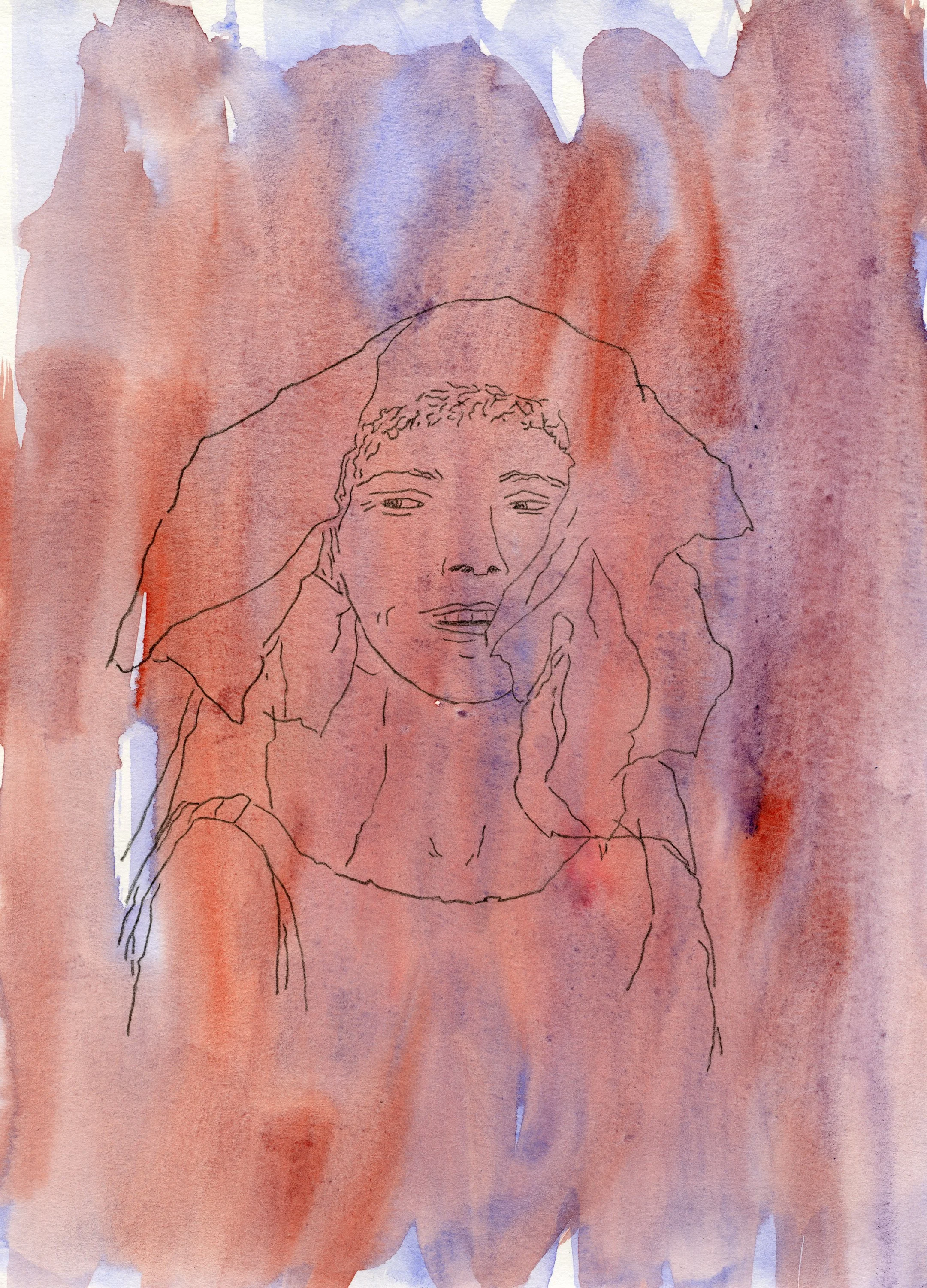 Orfeu negro -aquarelle, crayon graphite (21X29,7) 2025