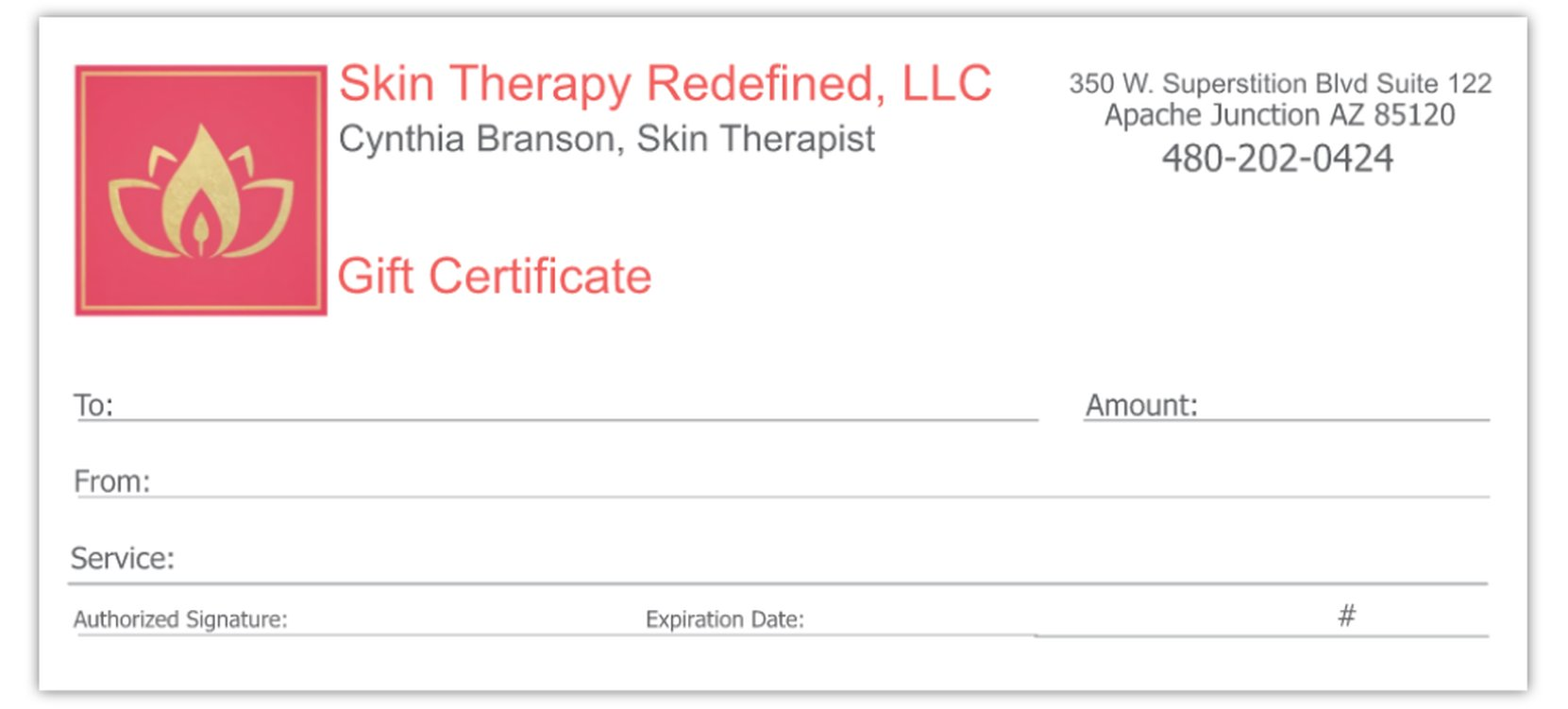 Gift Certificates for Spa services in Apache Junction, AZ.