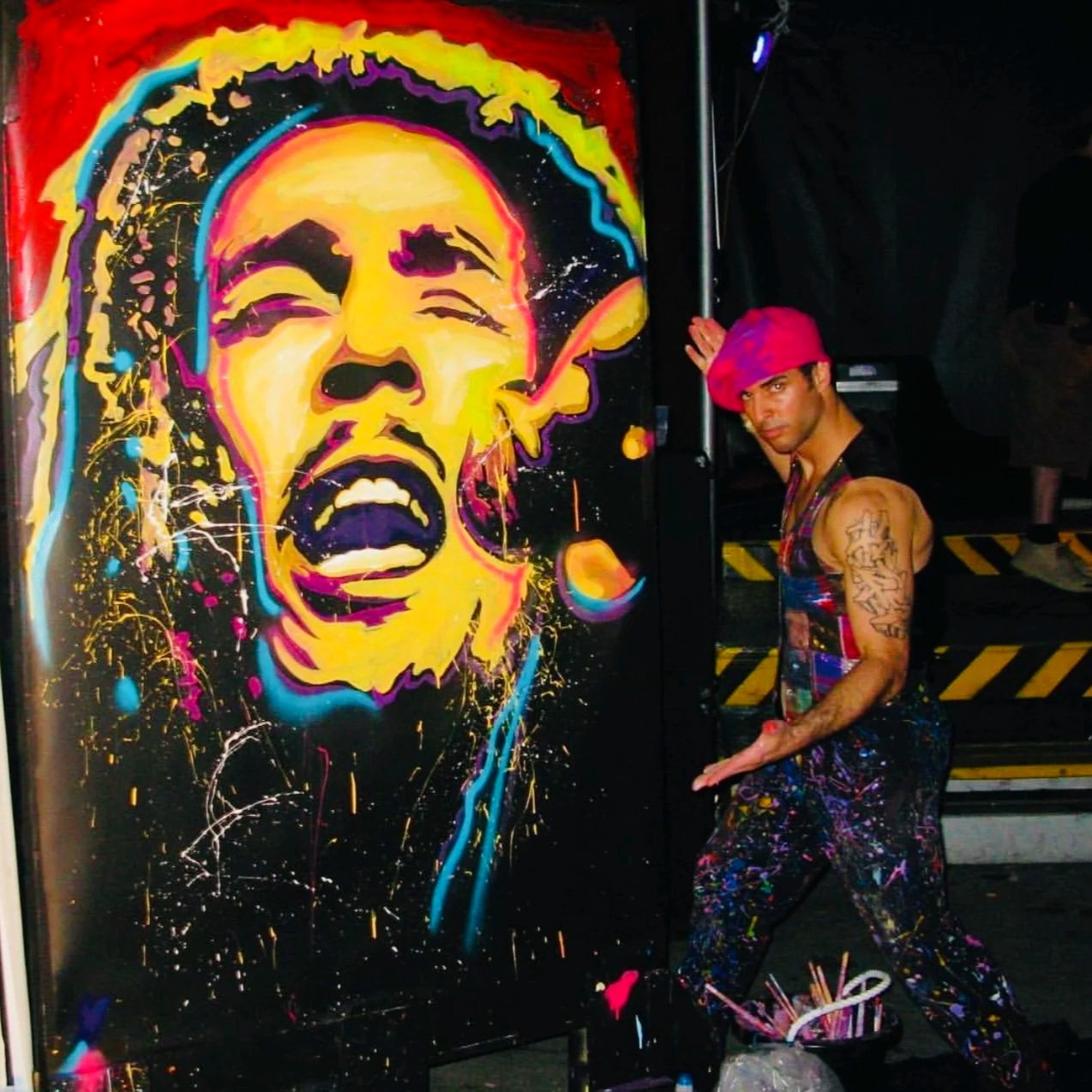 Bob Marley paint show opening for cultura profetica reggae group 