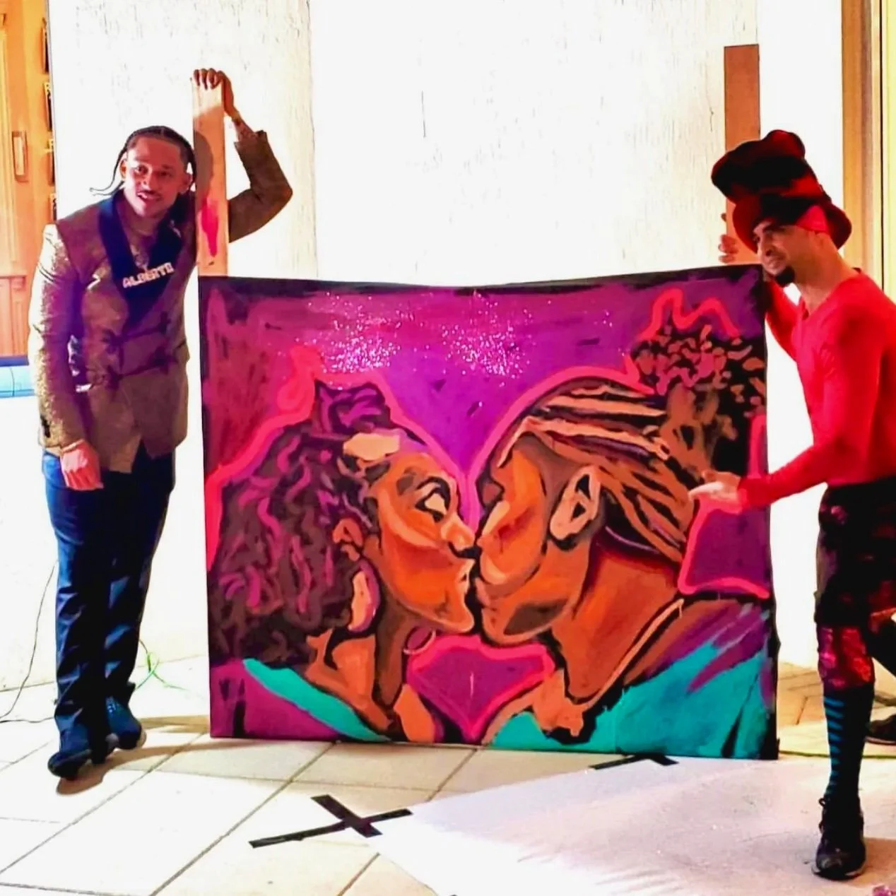 Lovers paint show and wedding engagement for NFL player Albert Wilson from the Miami Dolphins 