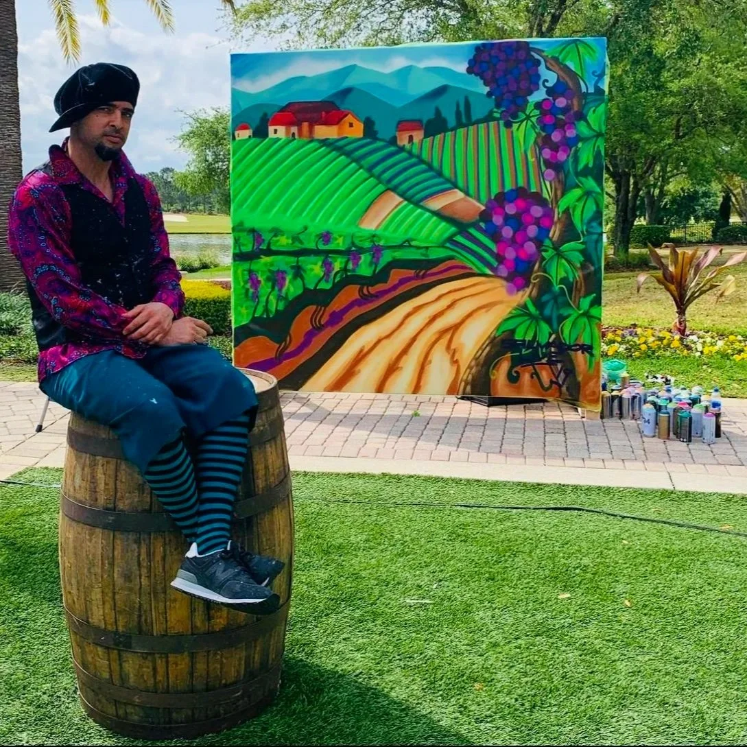 live mural for wine festival 