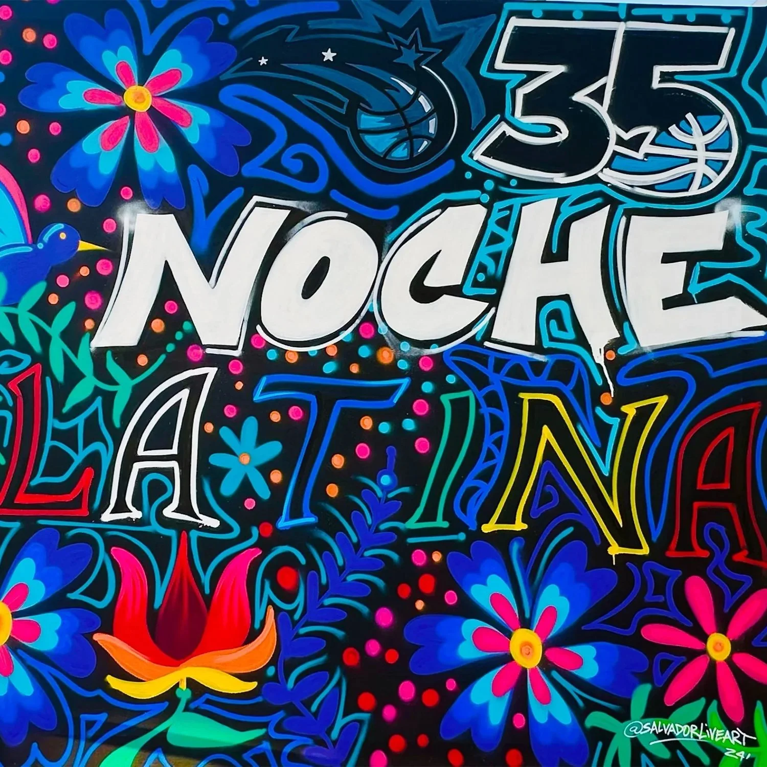 Live graffiti wall for "Noche Latina" for the Orlando Magic 
