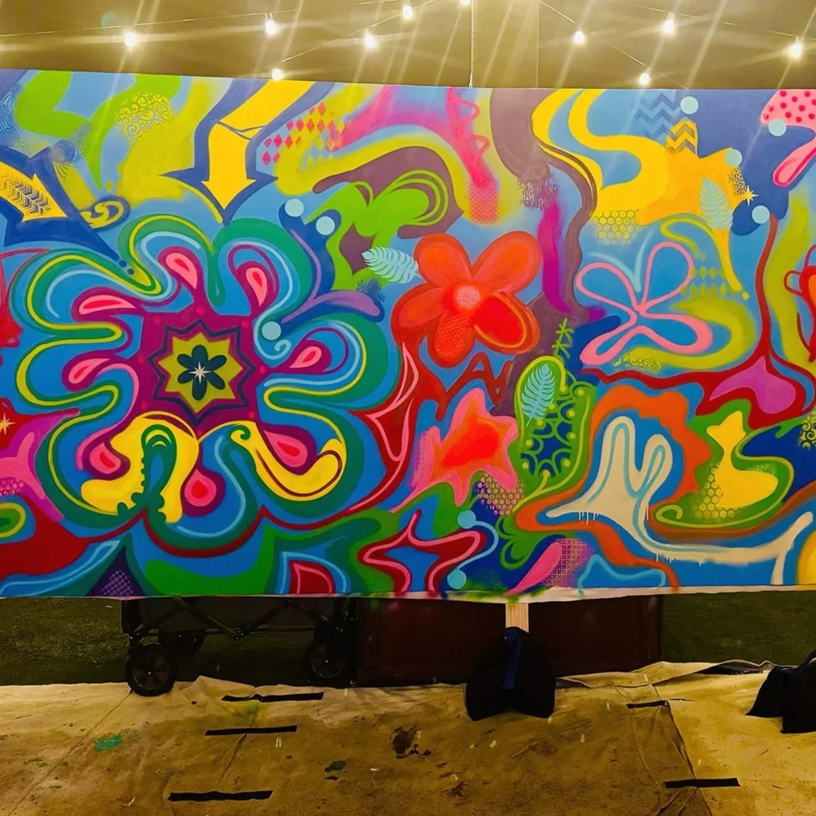 Abstract live graffiti wall for corporate event 
