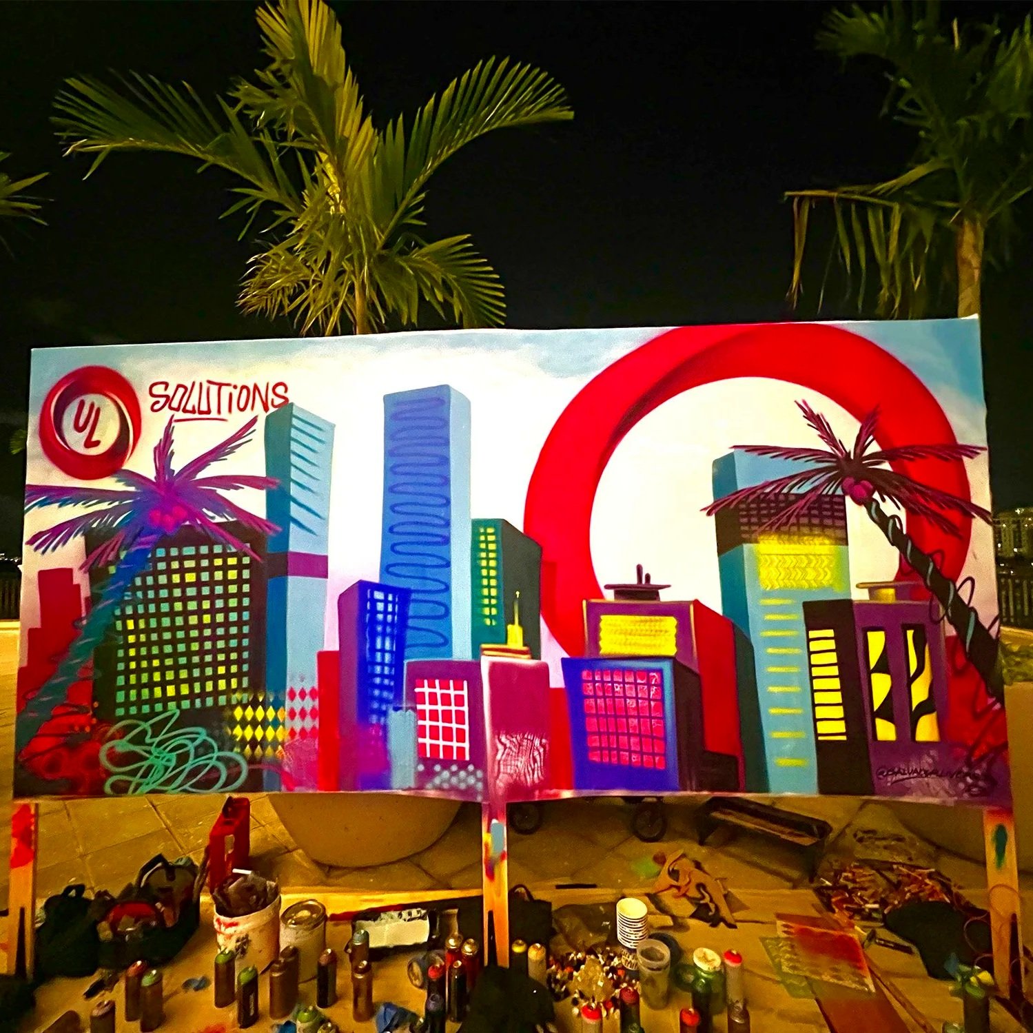 Live graffiti wall for UL Solutions corporate event 