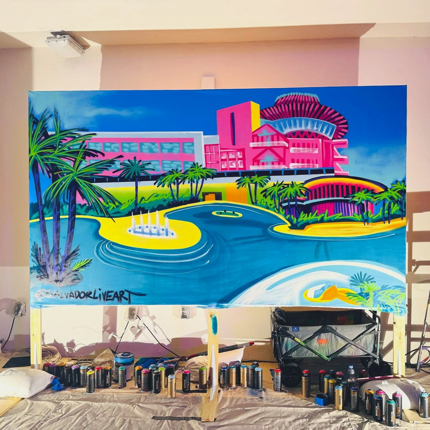 Live mural of Hotel for corporate event