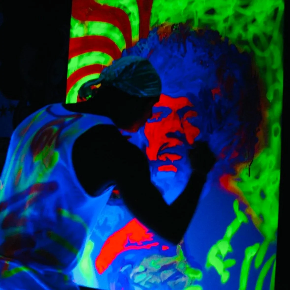 Atmosphere painting under black lights for Art gallery 