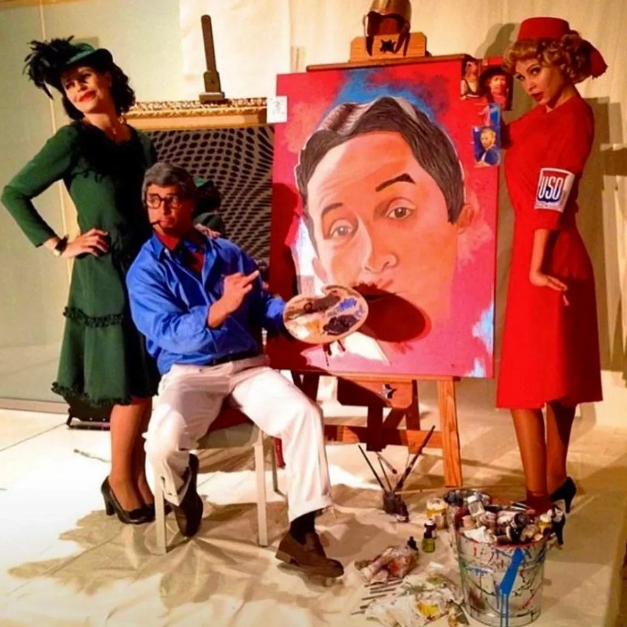 Salvador Live! impersonates Artist Norman Rockwell at his famous exhibit 