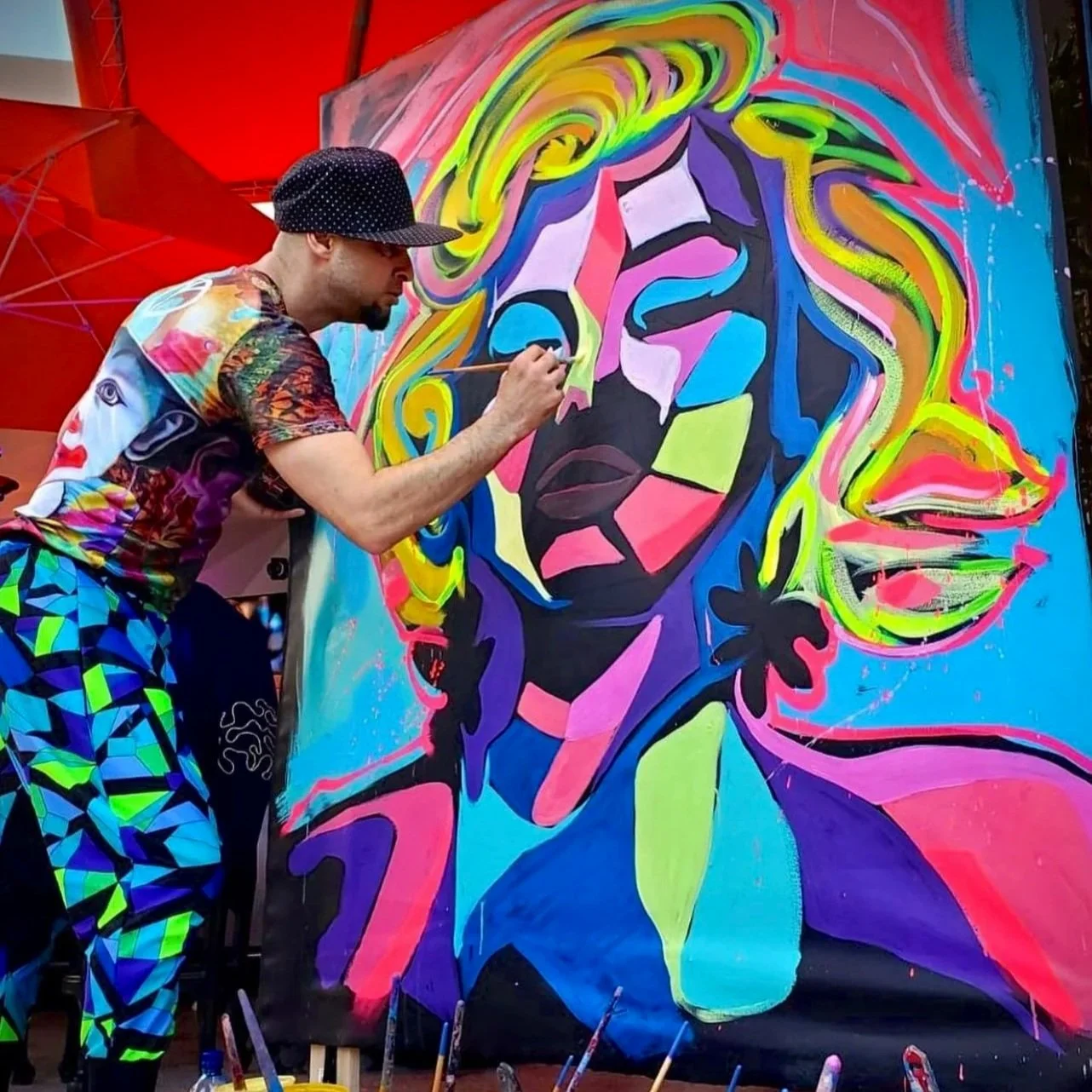 Atmosphere painting of Marilyn Monroe During   Art Basel event 