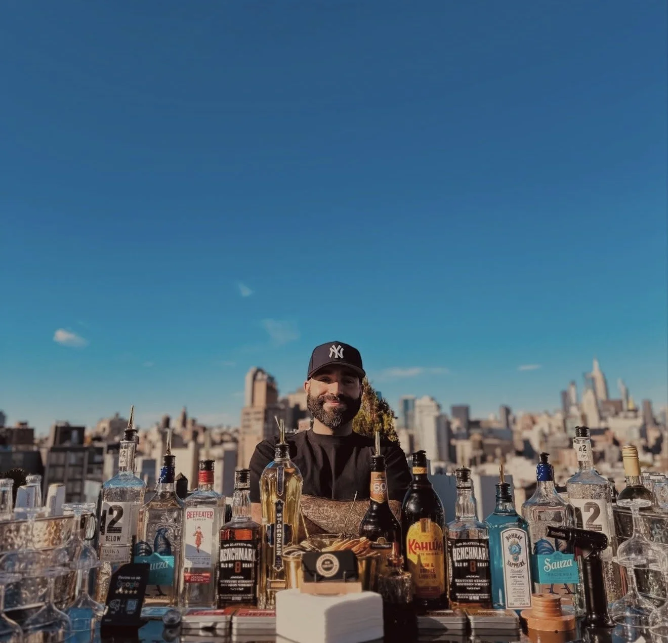 G Cohen at Panther Craft Hospitality nyc rooftop event with mobile bar ft nyc sklyline