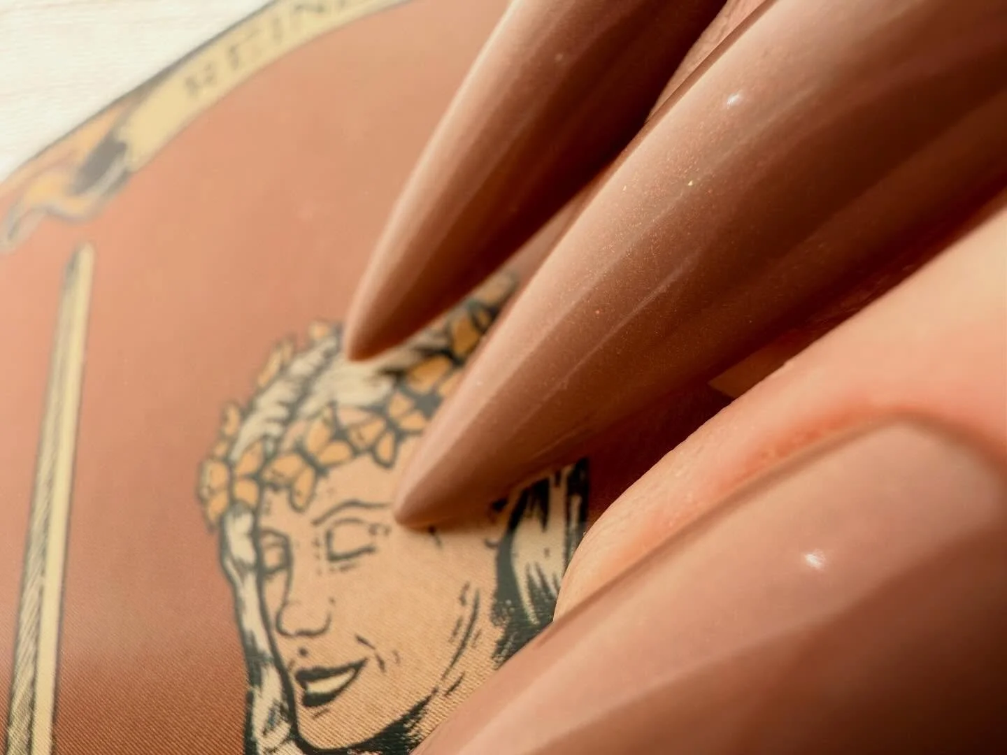 The queen of swords.
Clarity over comfort.
Precision over performance.

She does not argue.
She observes.
She decide.

&mdash;

A polite warning.
Warm light brown with a pink shimmer.
Soft at first glance.
Uncompromising underneath.

Not loud.
Not cr