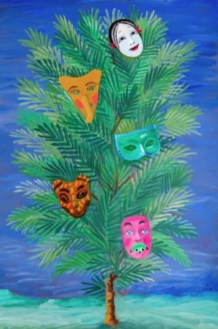 masks (2), acrilico su tela, 90x60, 2013.jfif